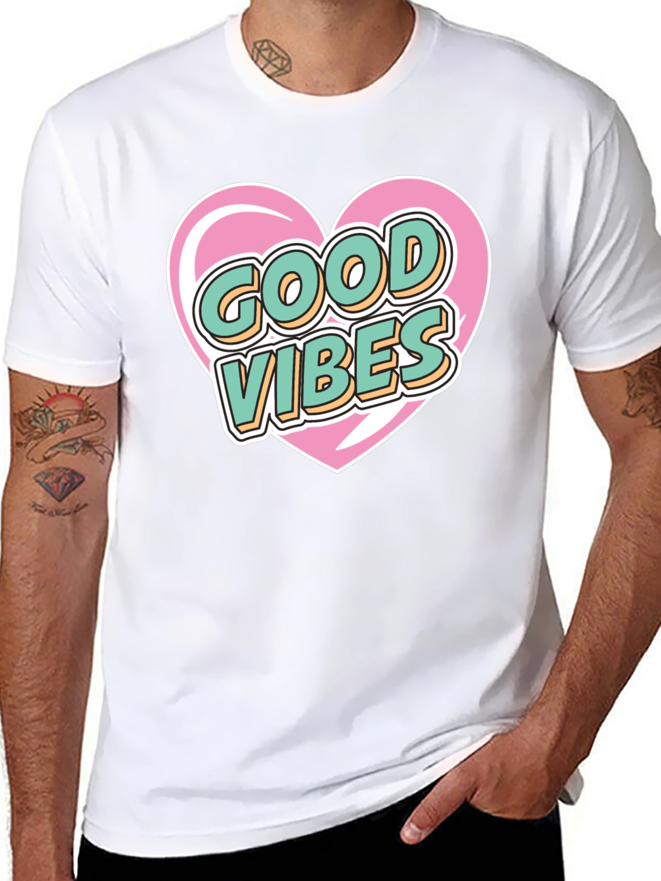 Good Vibes Heart Graphic Tee - Stylish Black T-Shirt
