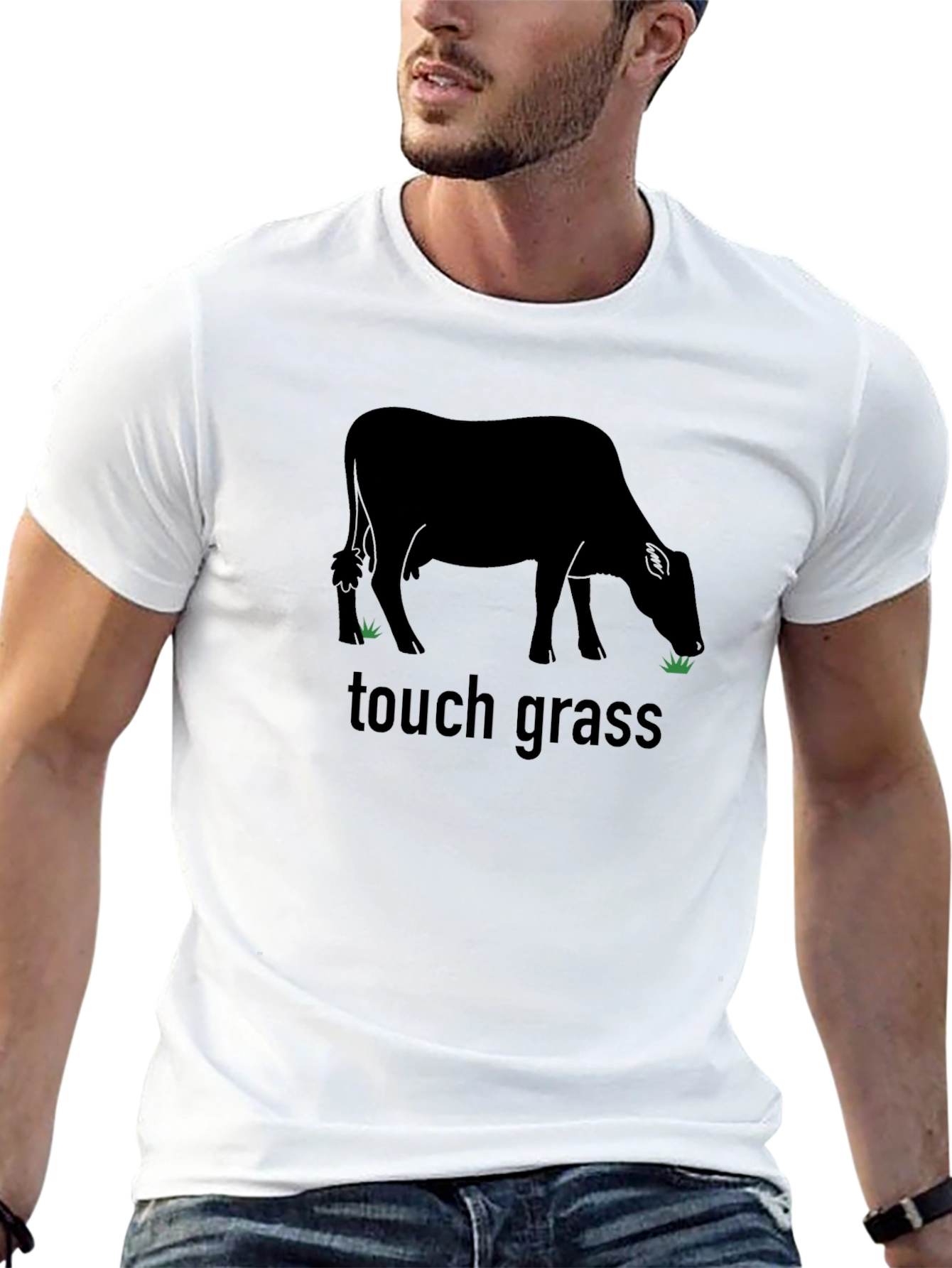 Touch Grass Graphic Tee - Black Unisex T-Shirt