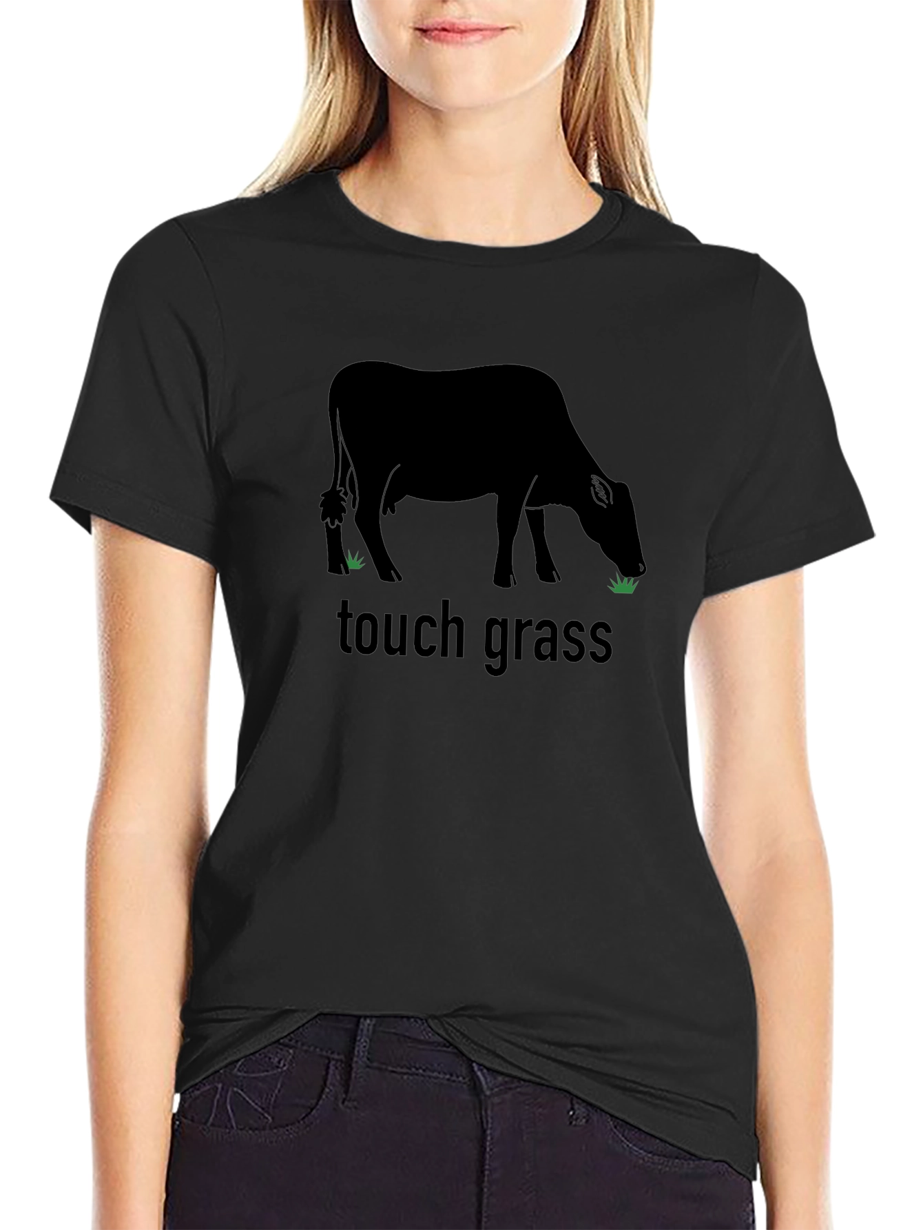 Touch Grass Graphic Tee - Black Unisex T-Shirt