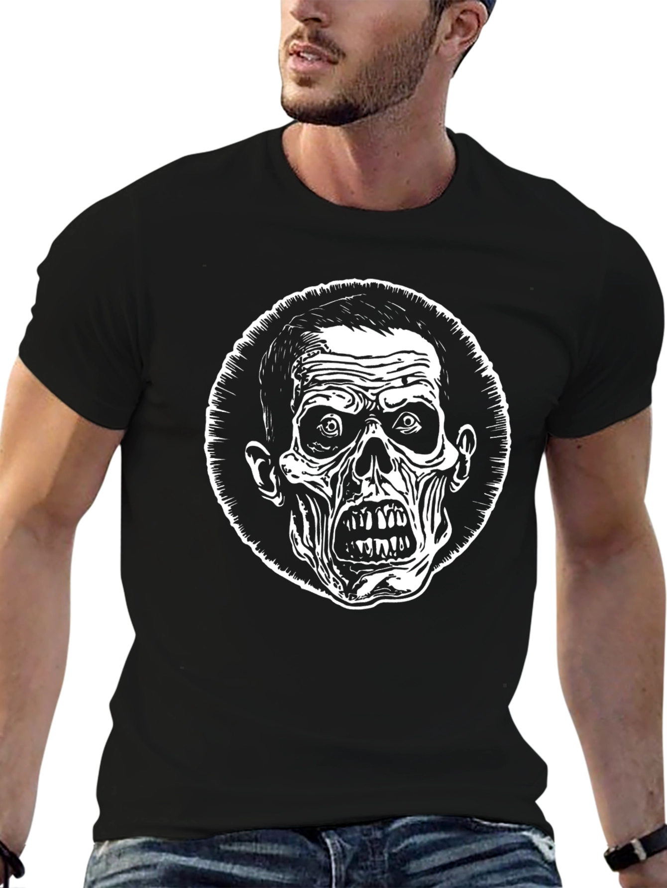 Zombie Graphic Tee - Black Cotton T-Shirt