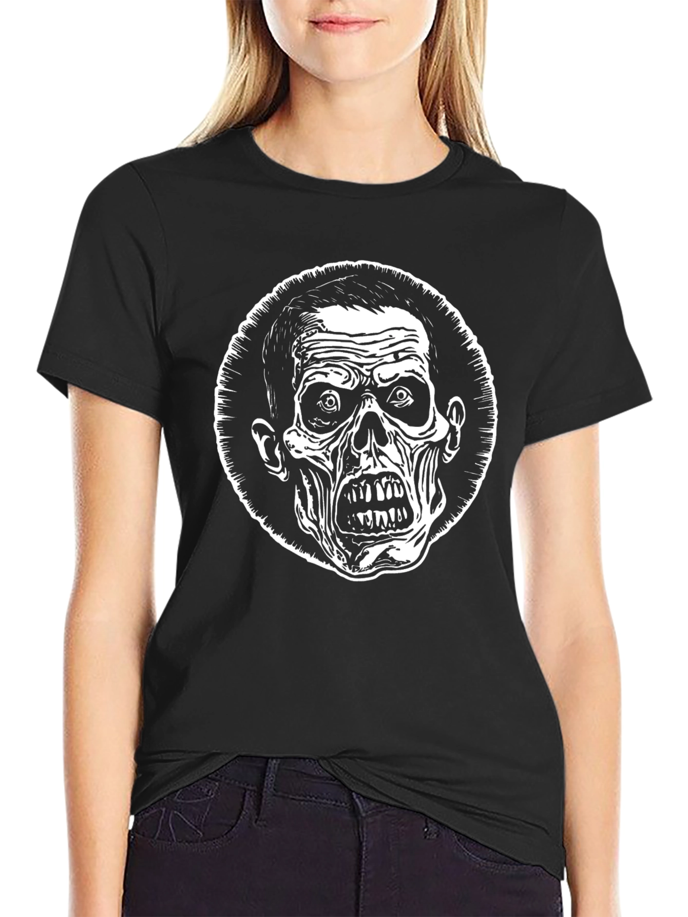 Zombie Graphic Tee - Black Cotton T-Shirt
