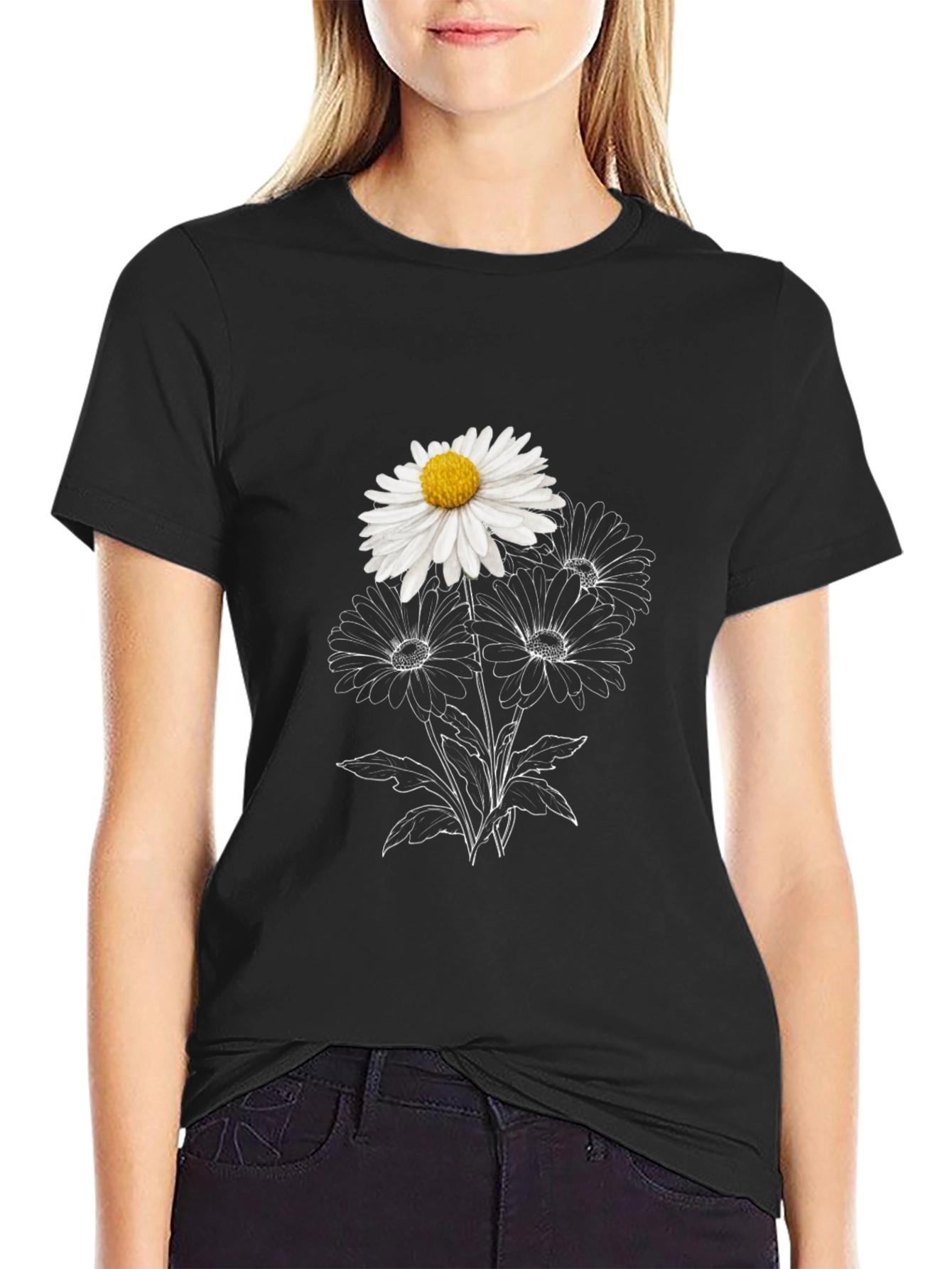 Daisy Graphic Black T-Shirt