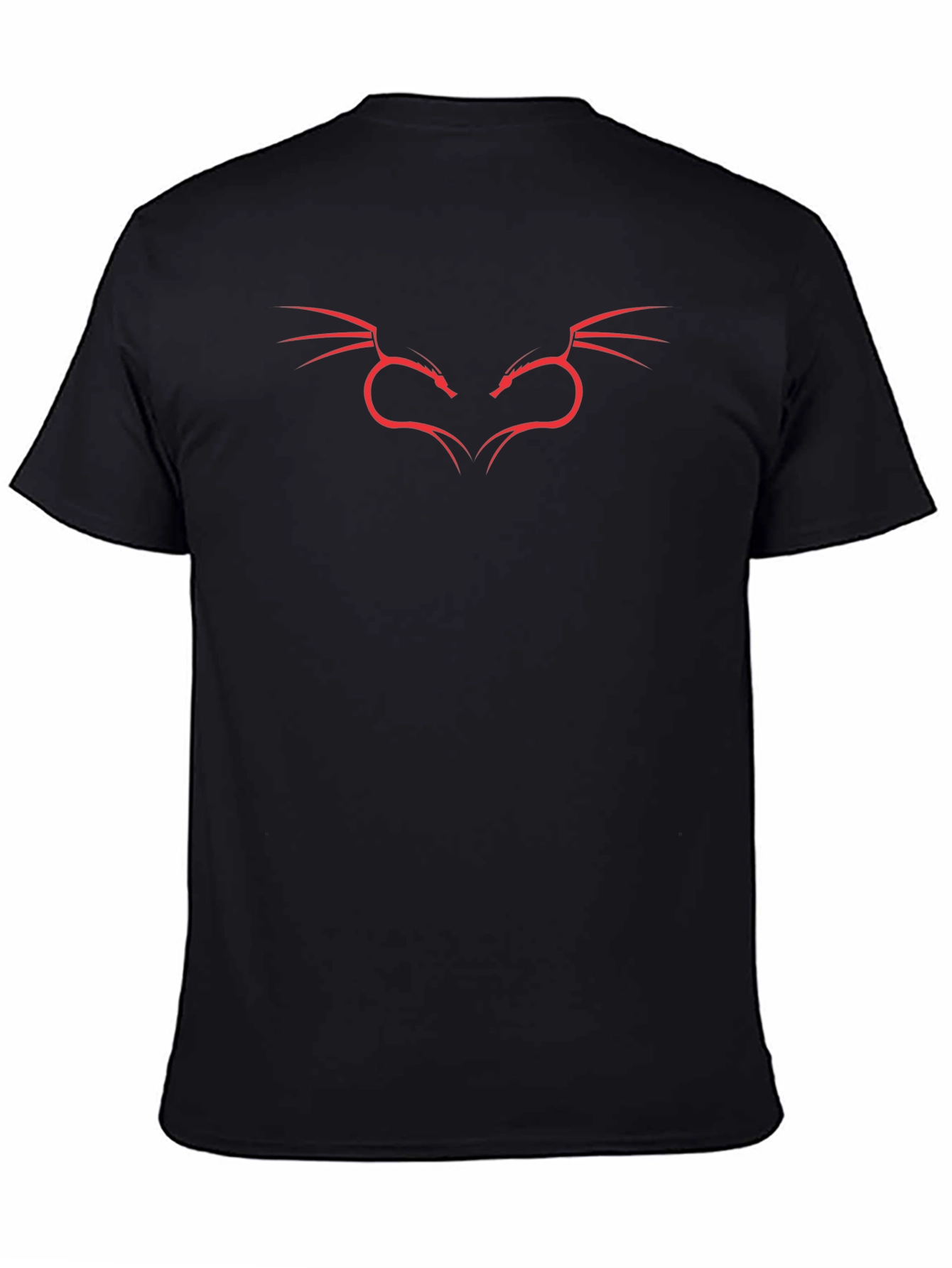 Black T-Shirt with Red Dragon Graphic
