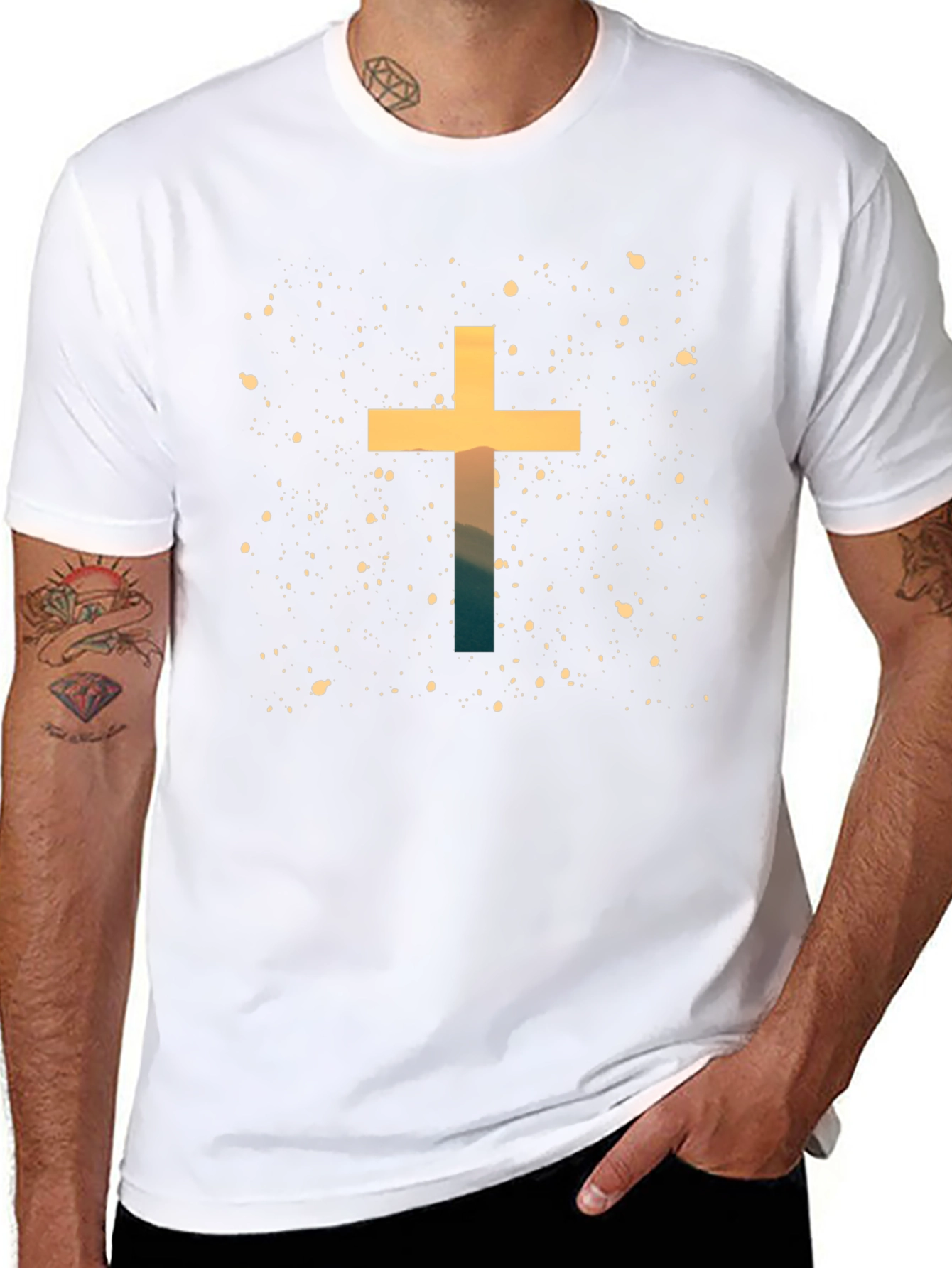 Faith Cross Graphic Tee - Black Cotton Blend Shirt