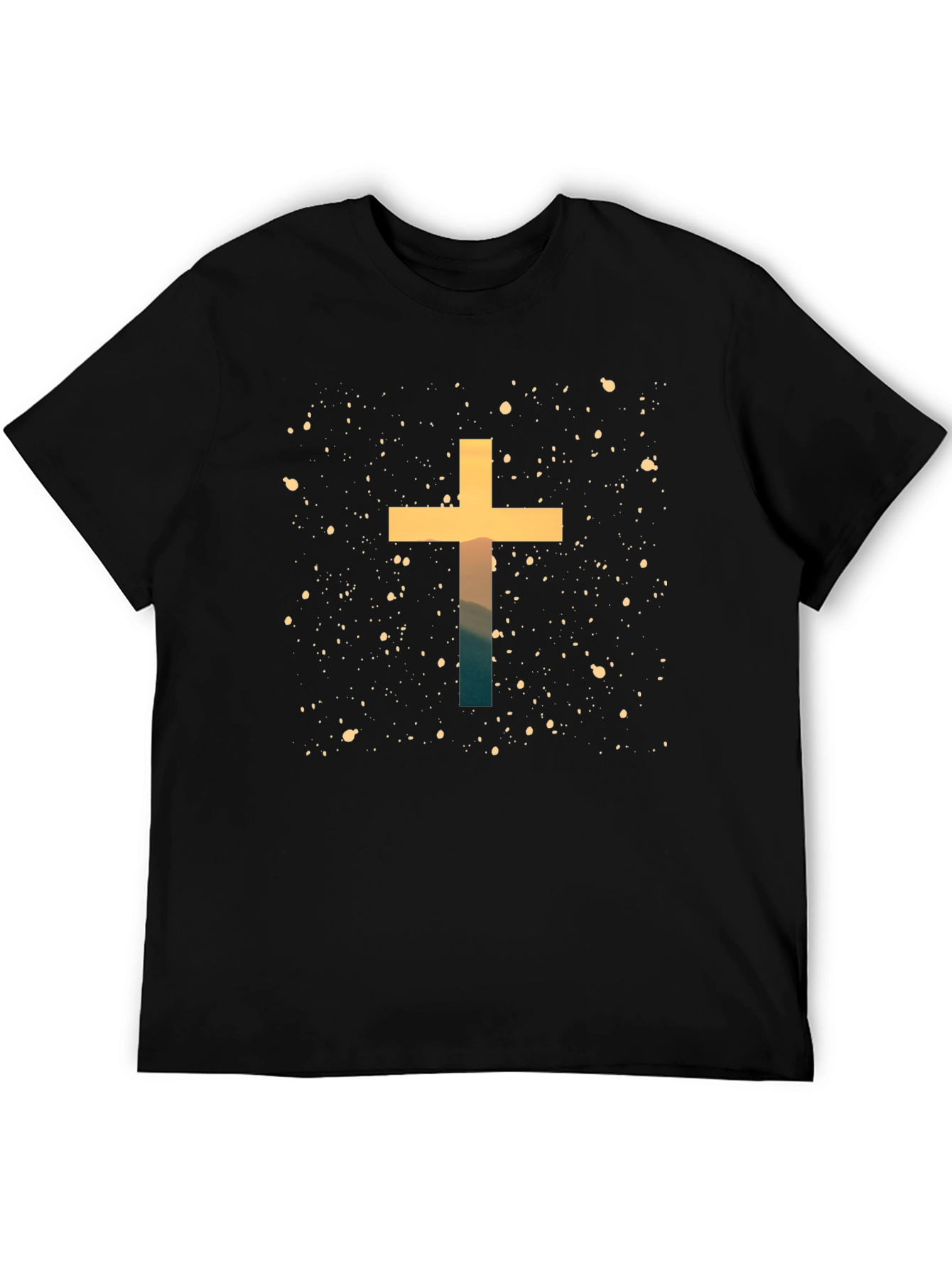 Faith Cross Graphic Tee - Black Cotton Blend Shirt