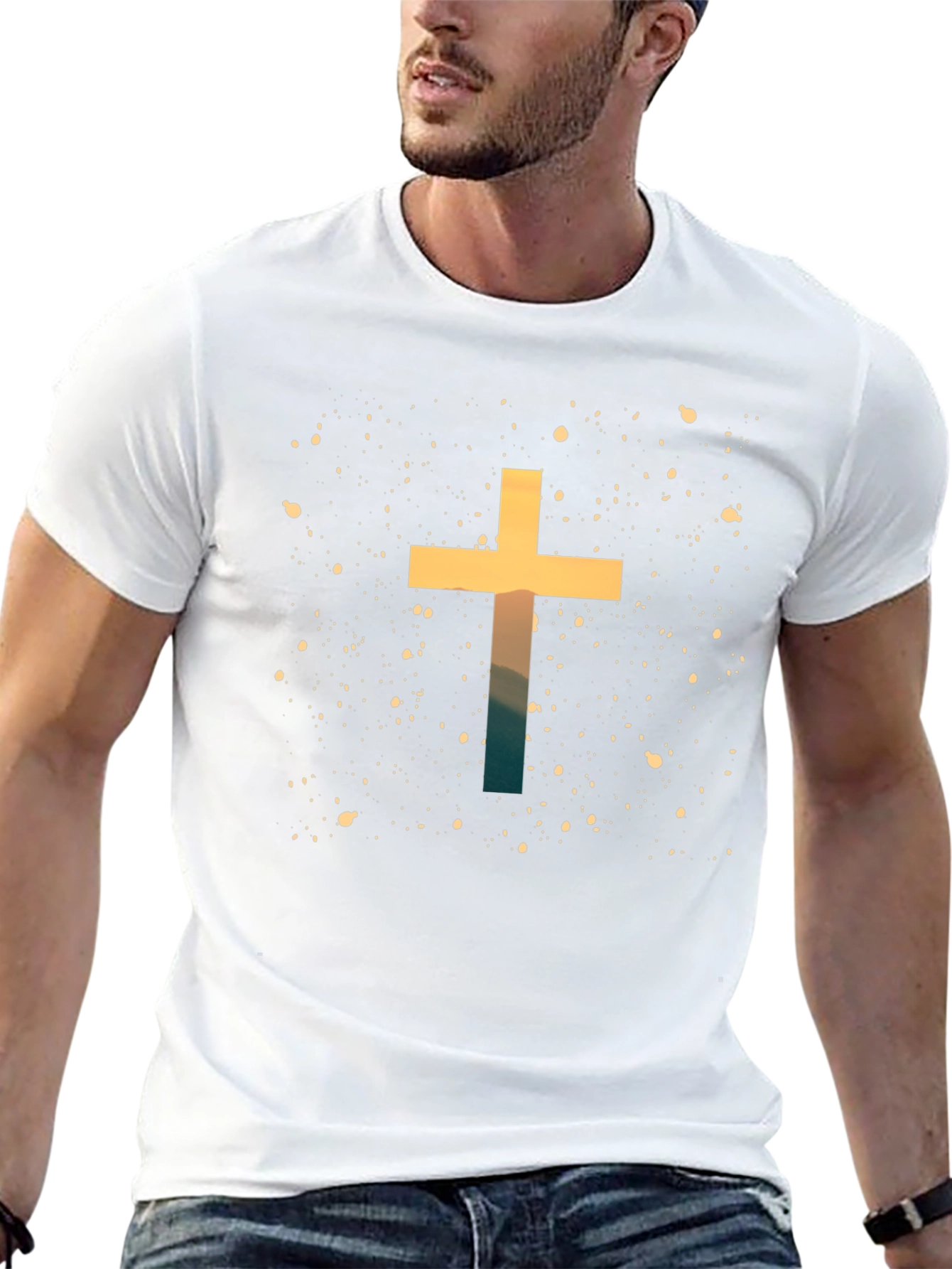 Faith Cross Graphic Tee - Black Cotton Blend Shirt