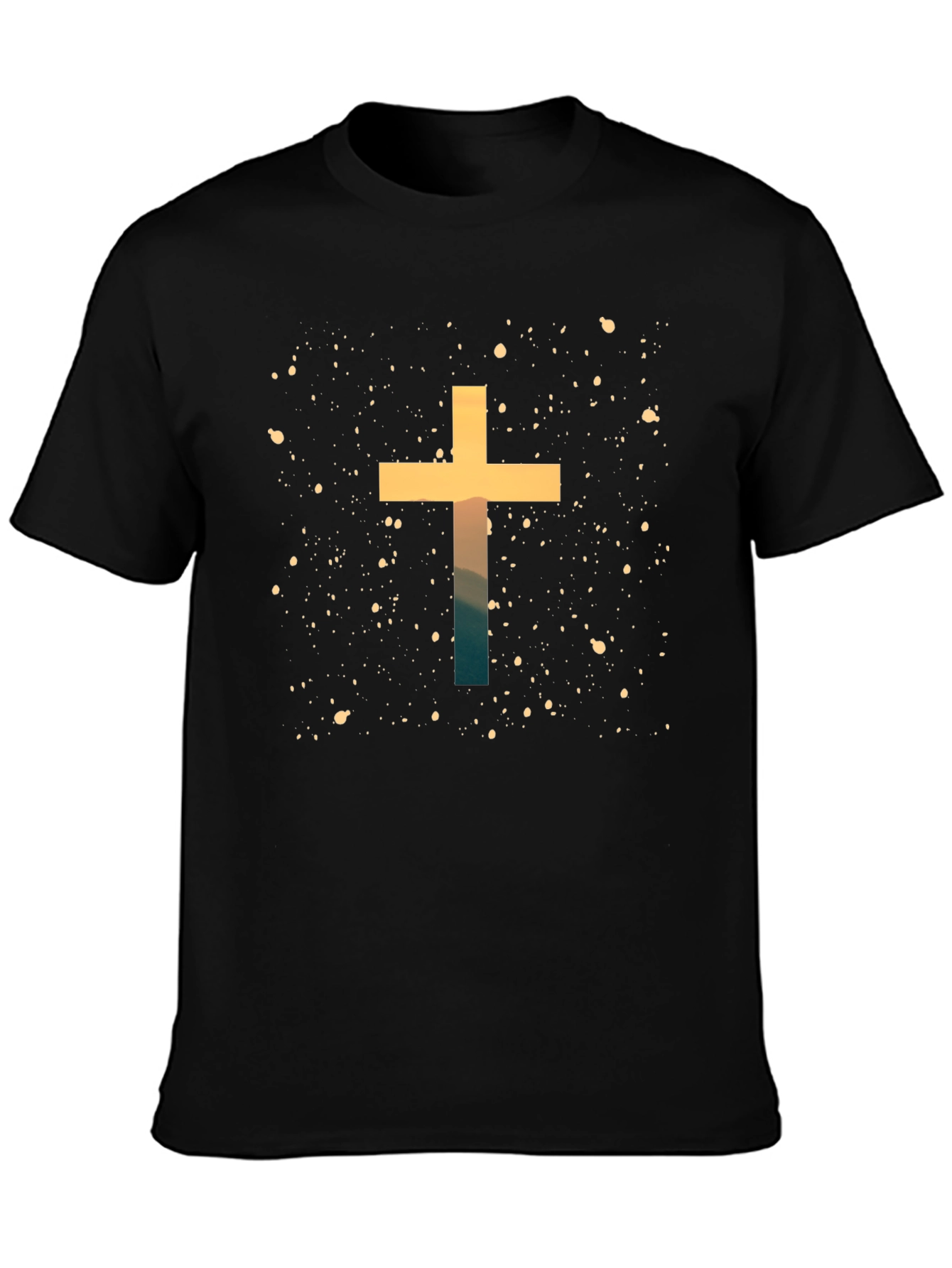 Faith Cross Graphic Tee - Black Cotton Blend Shirt