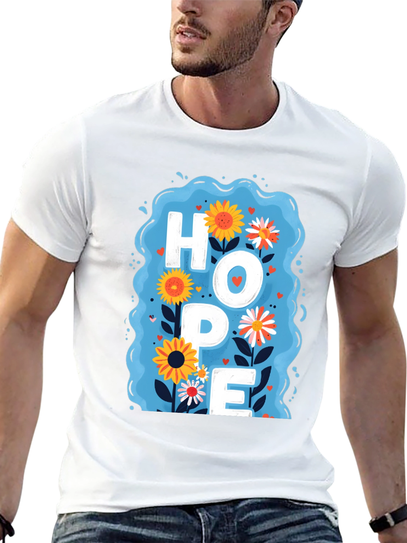 Floral HOPE Graphic Print T-Shirt