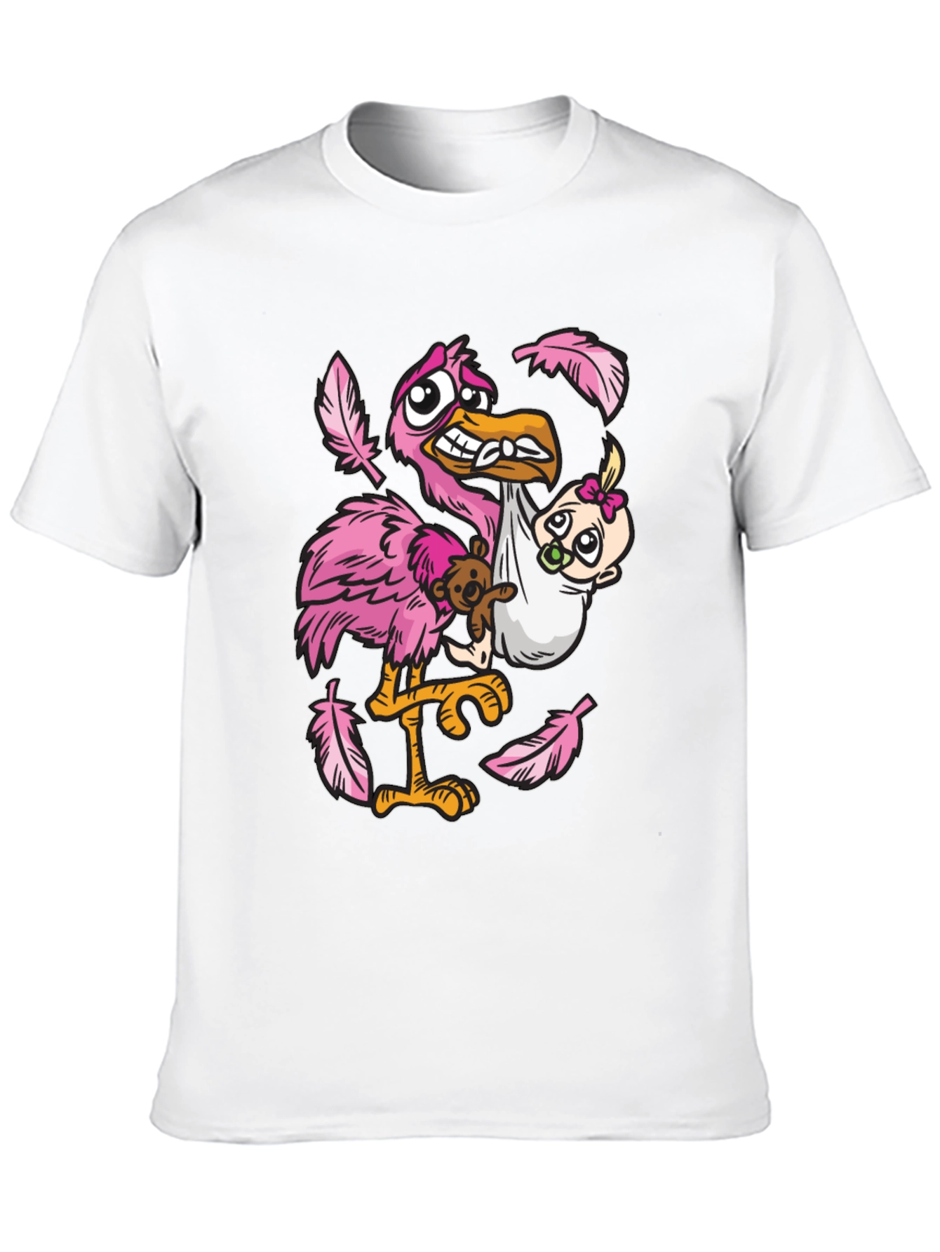 Stork Carrying Baby Graphic T-Shirt