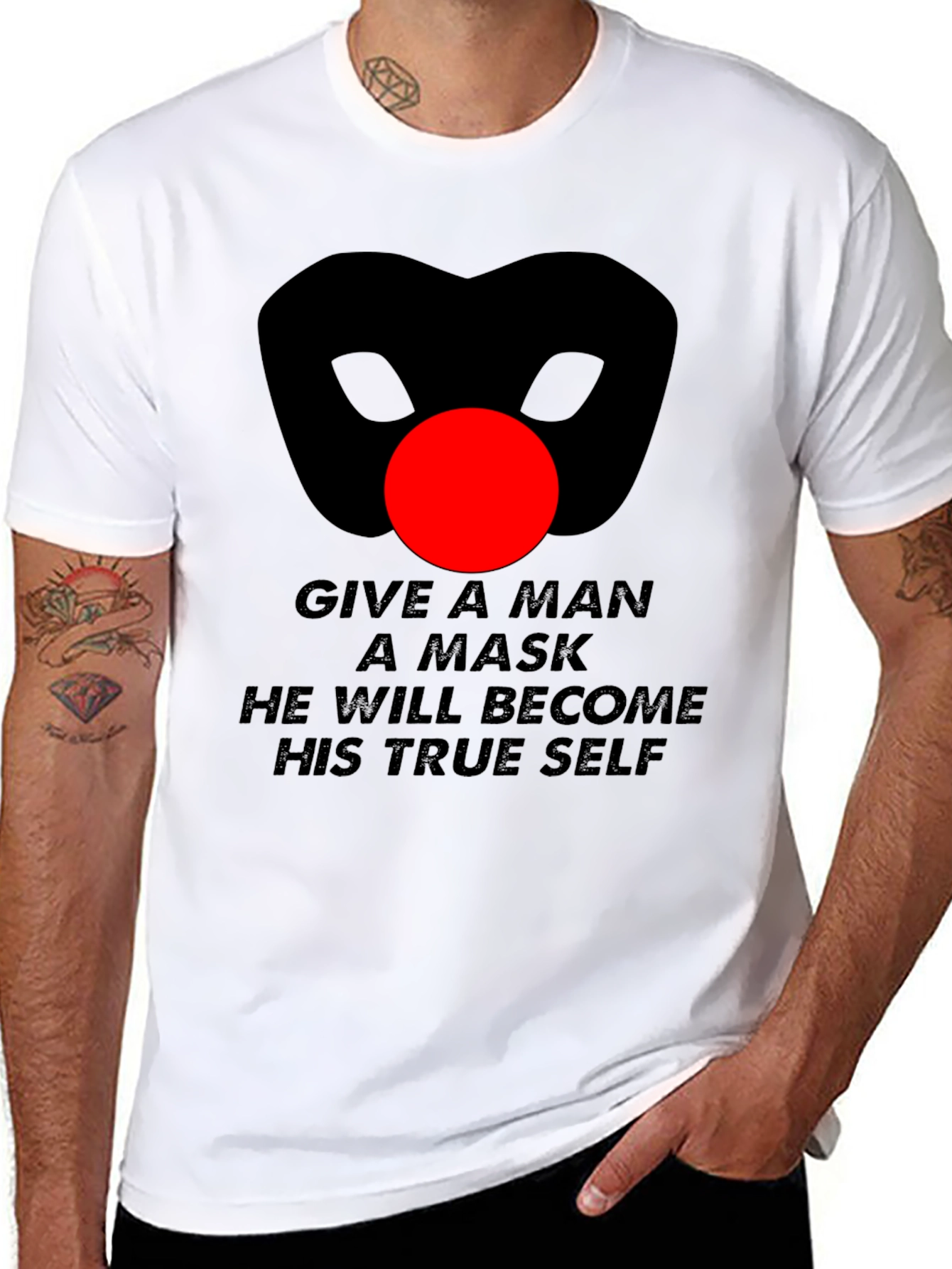Mask Quote Graphic T-Shirt - Mens Black Tee