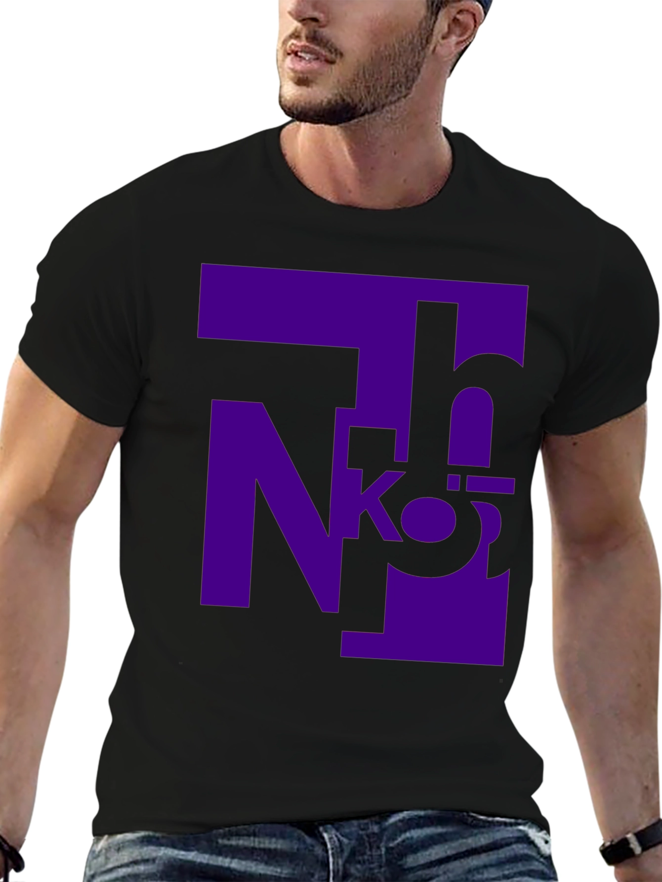 Abstract Purple Design Black T-Shirt