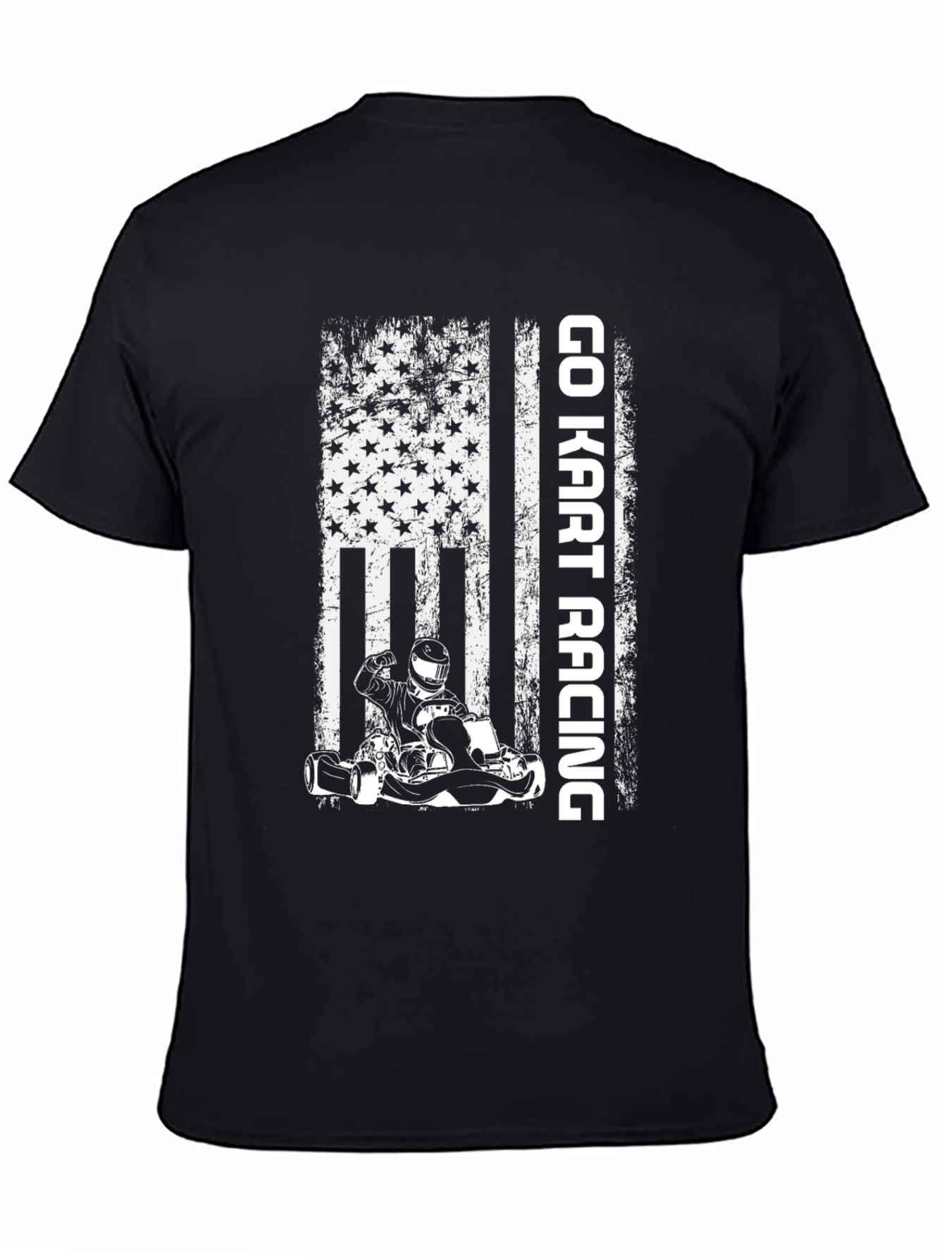 Go Kart Racing American Flag Graphic T-Shirt