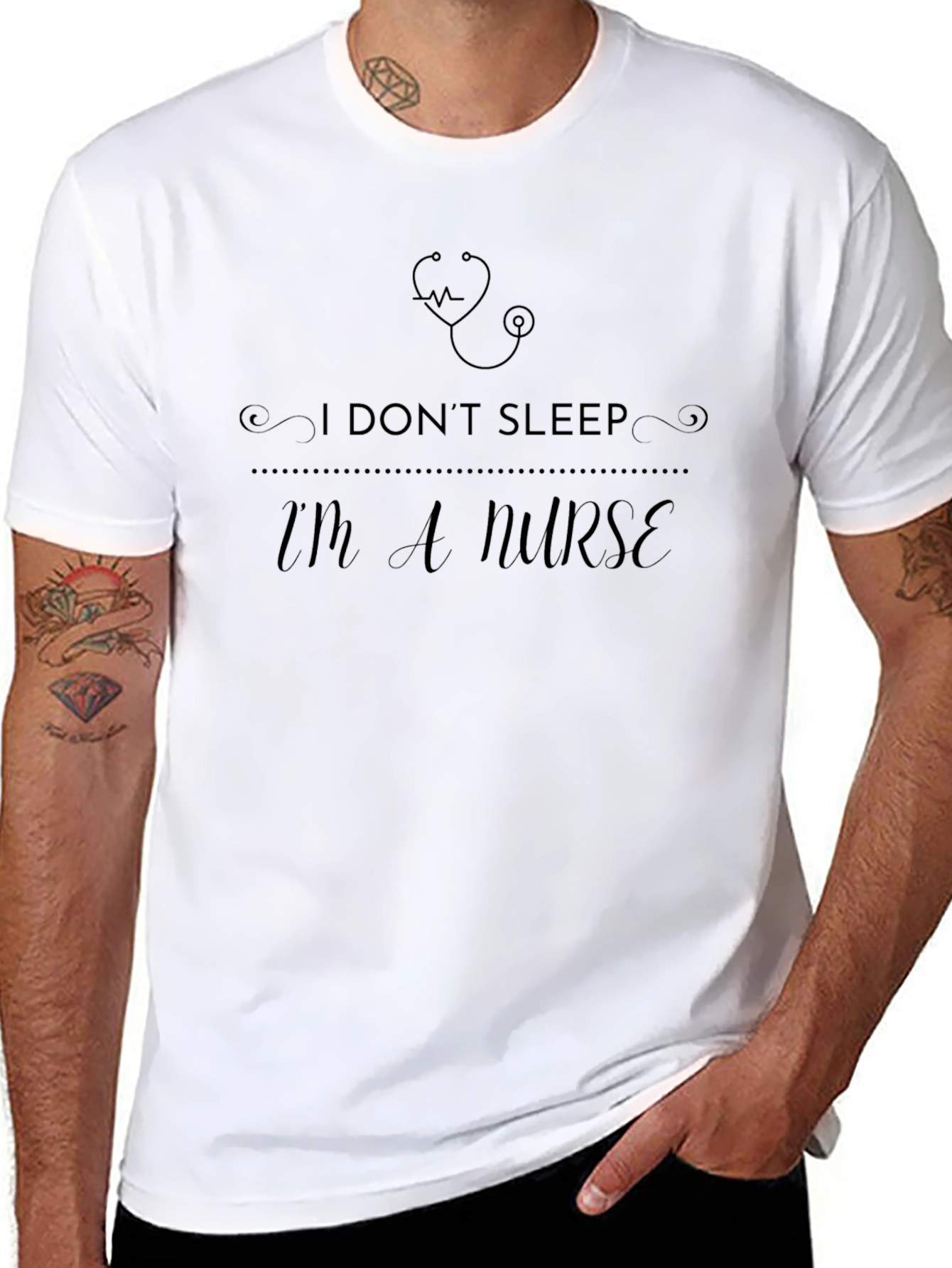 I Dont Sleep Im A Nurse T-Shirt - Black