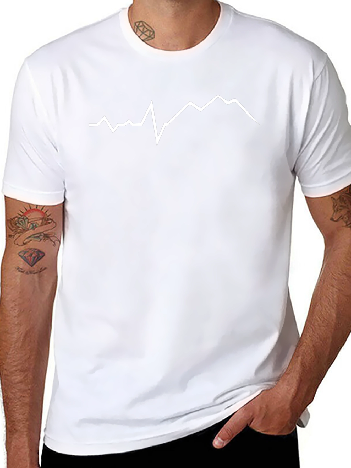Mountain Peak Line Art Black T-Shirt