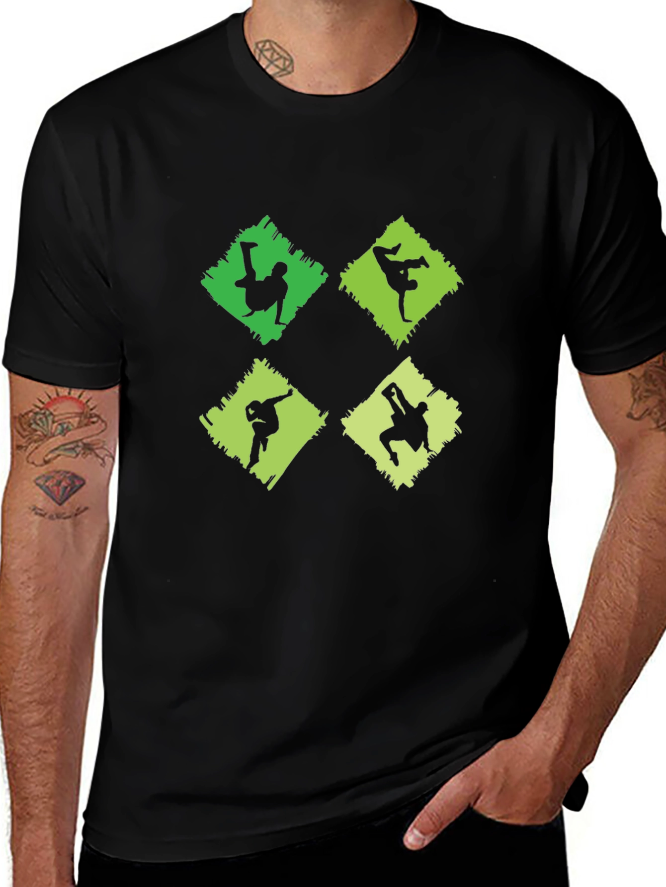 Black T-Shirt with Breakdance Graphic