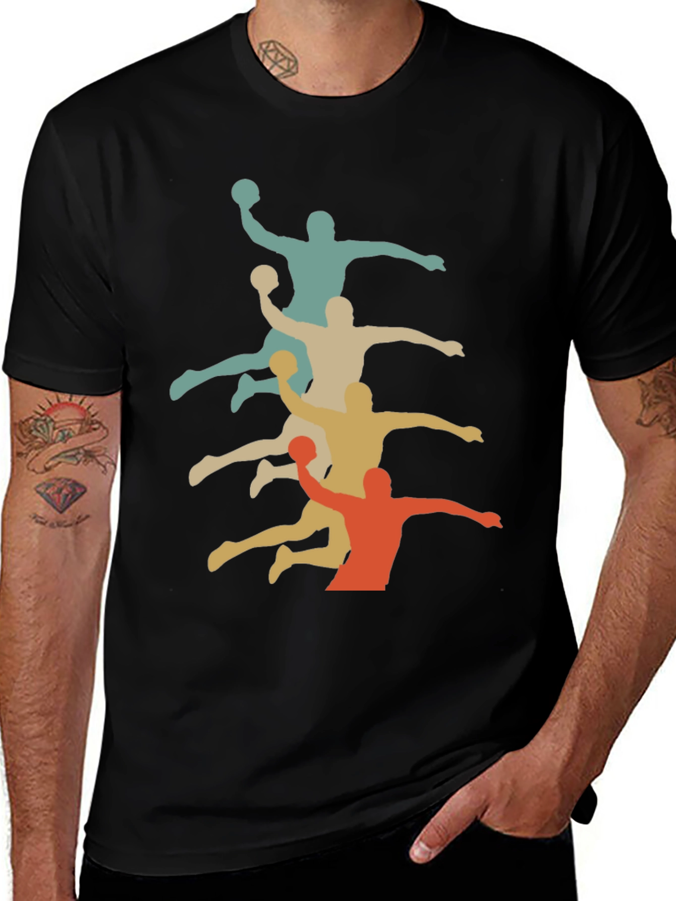 Retro Handball Player Graphic T-Shirt