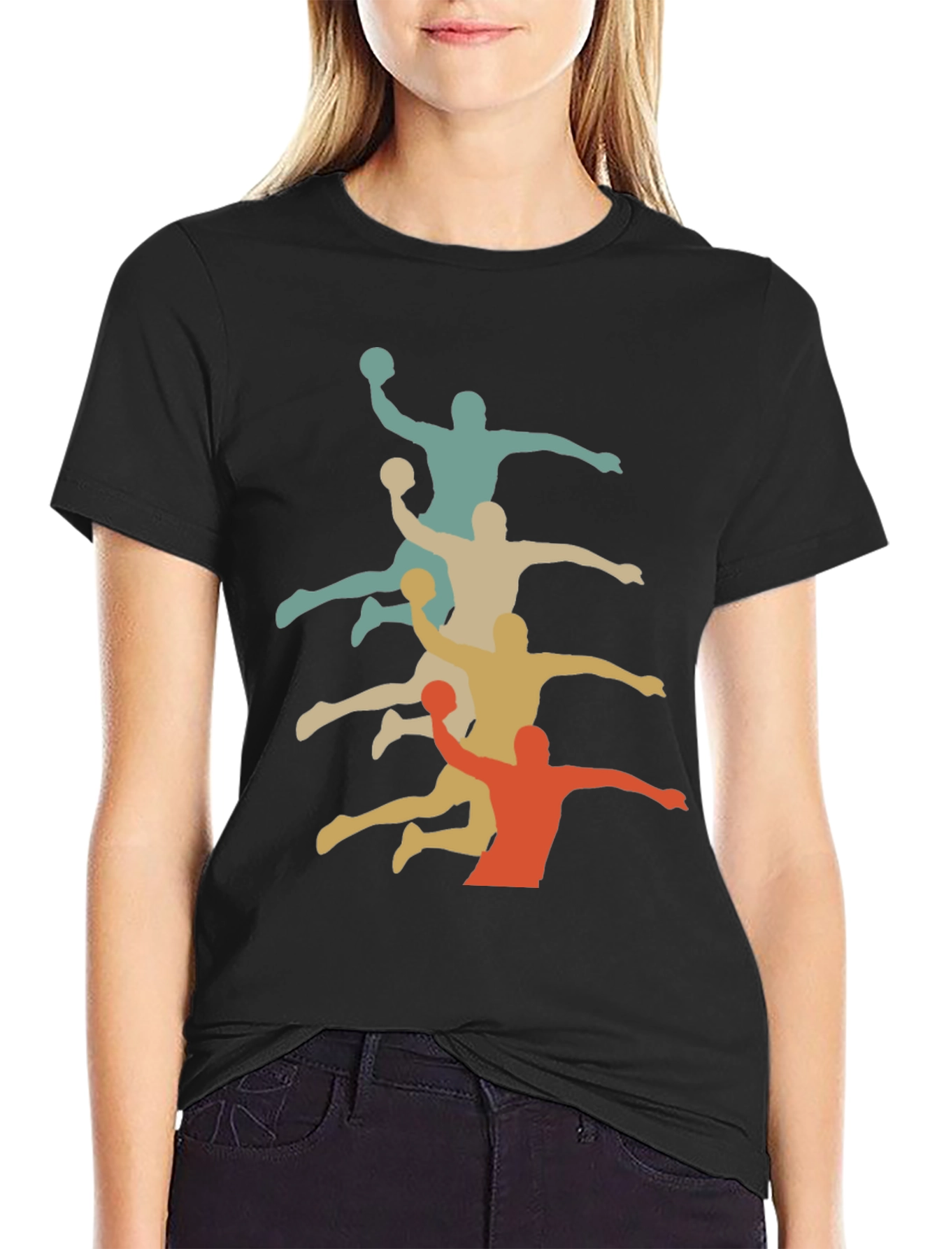 Retro Handball Player Graphic T-Shirt