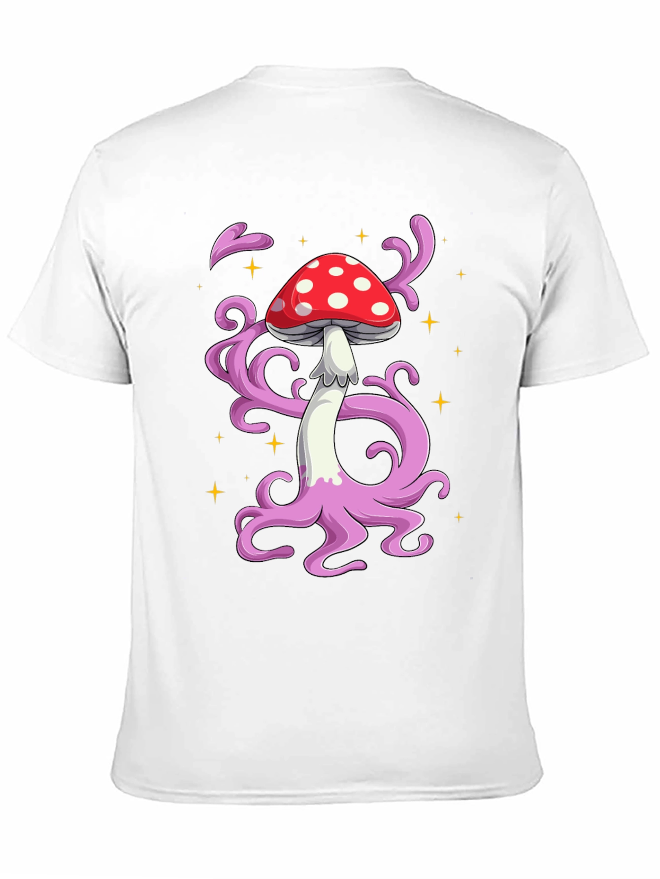 Funky Mushroom Graphic Tee - Black Cotton T-Shirt