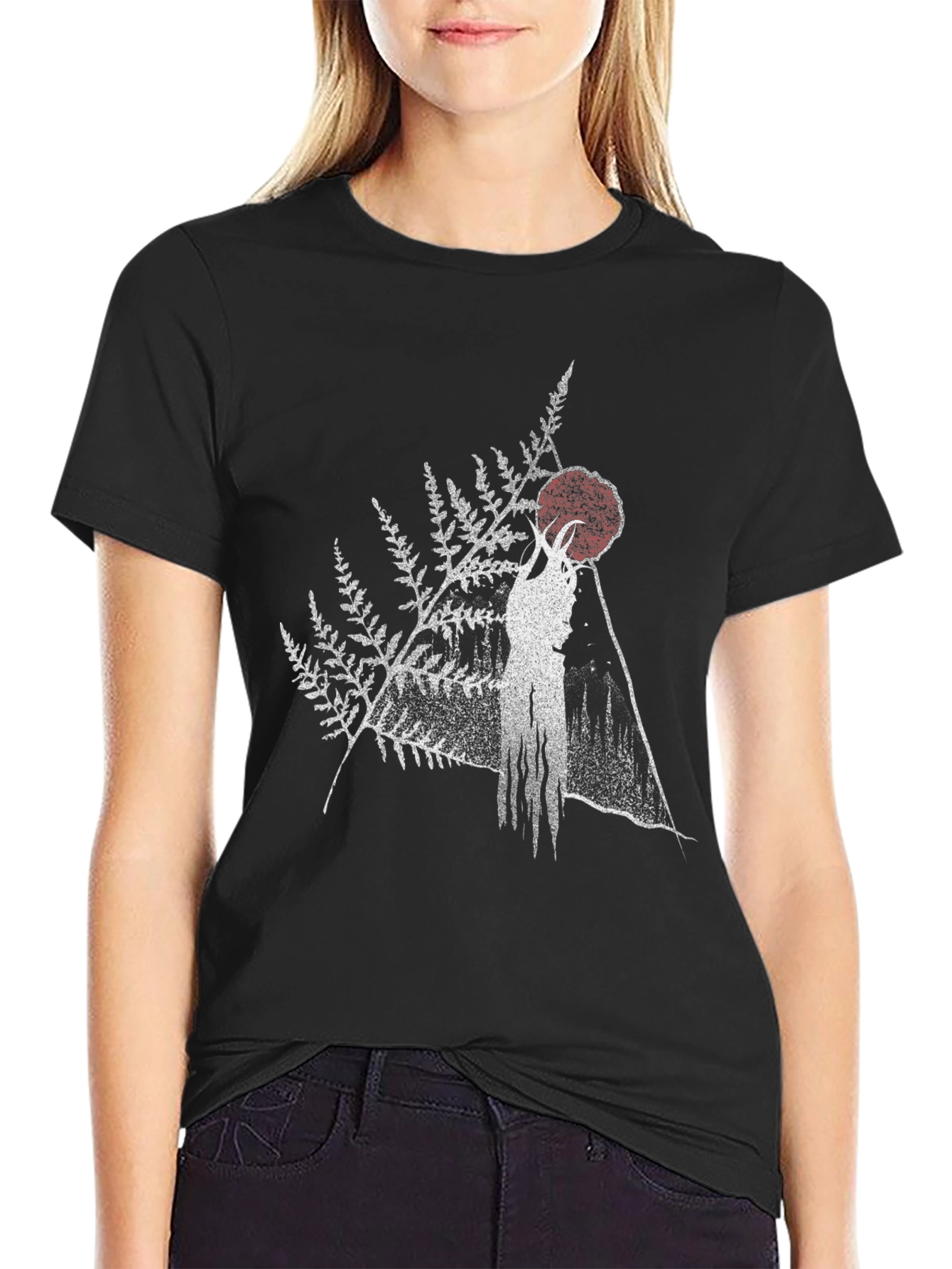 Nature Spirit Graphic Tee - Black Cotton Blend Shirt