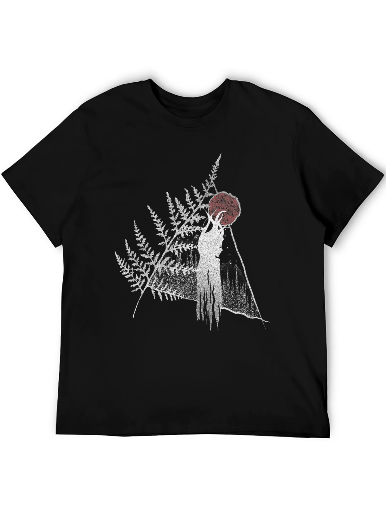Nature Spirit Graphic Tee - Black Cotton Blend Shirt