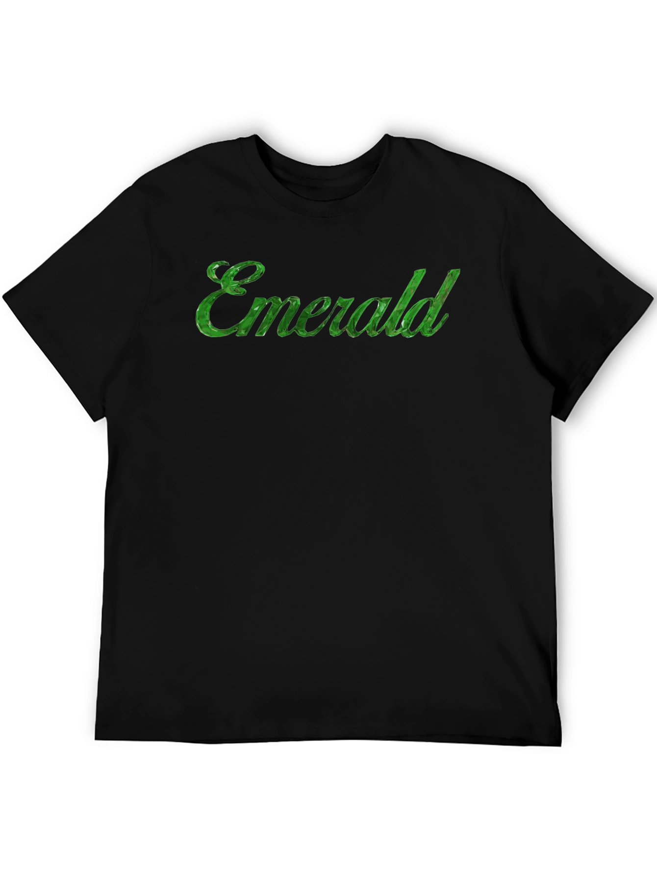 Emerald Green Text Black T-Shirt