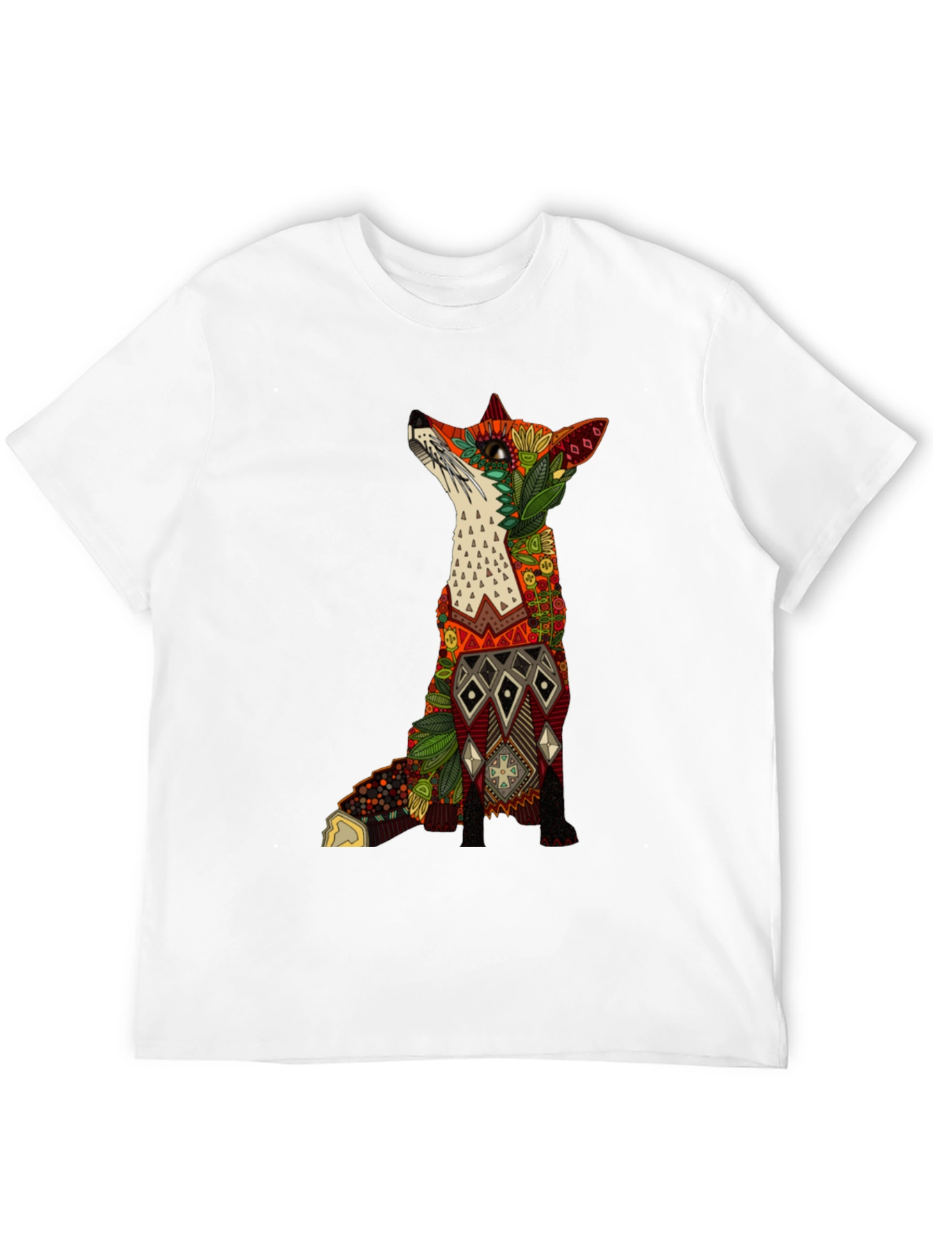 Ornate Fox Graphic Black T-Shirt
