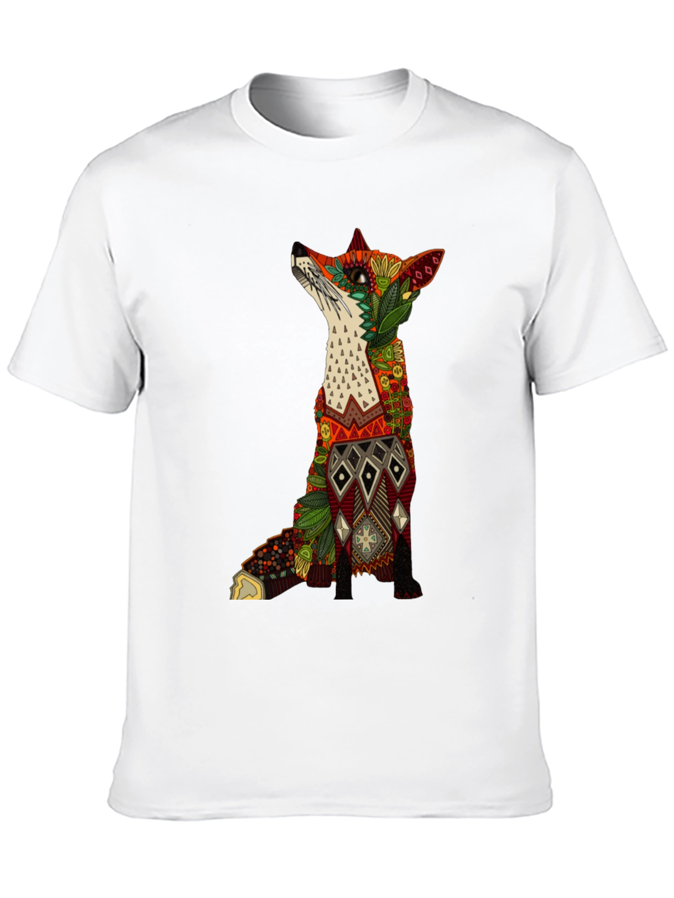 Ornate Fox Graphic Black T-Shirt