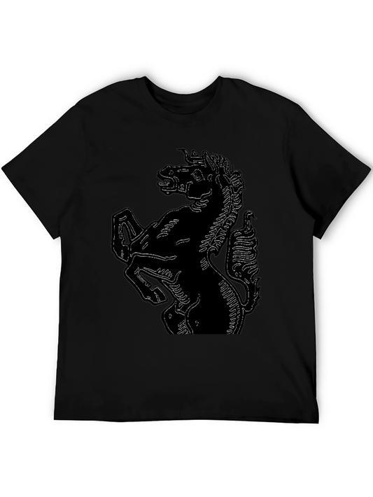 Bold Black T-Shirt with Horse Graphic