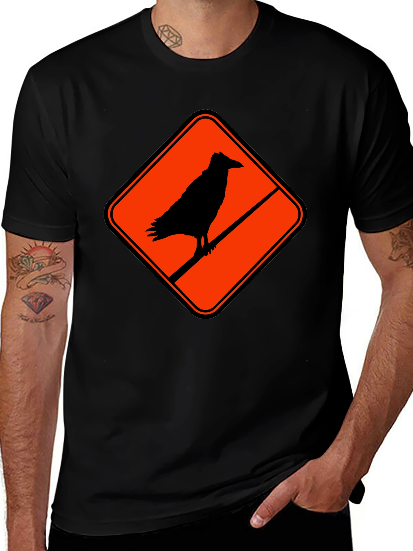 Raven Silhouette Graphic Black T-Shirt