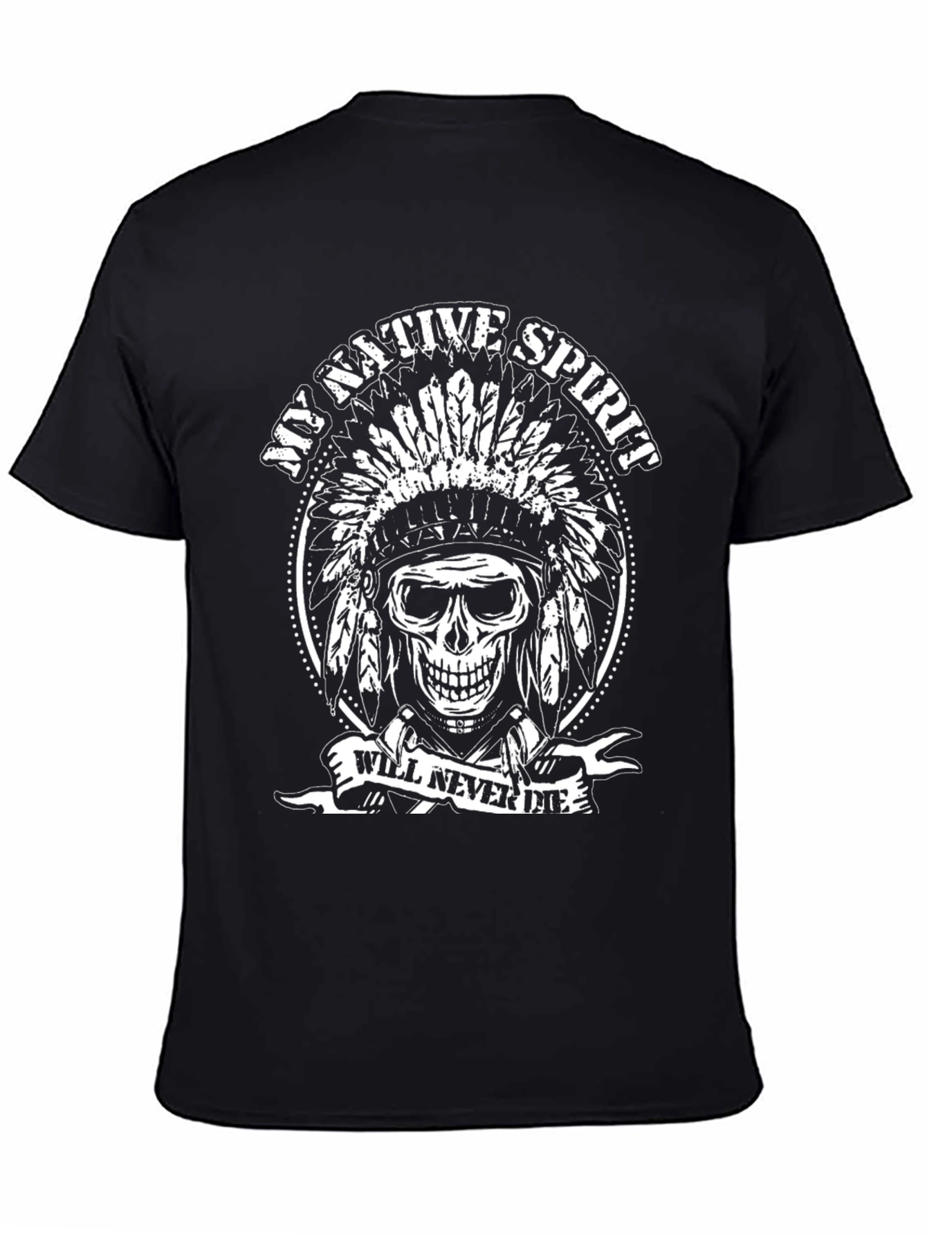 Native Spirit Skull Graphic T-Shirt