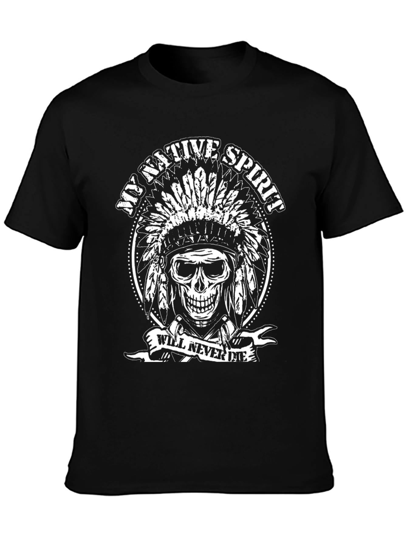 Native Spirit Skull Graphic T-Shirt