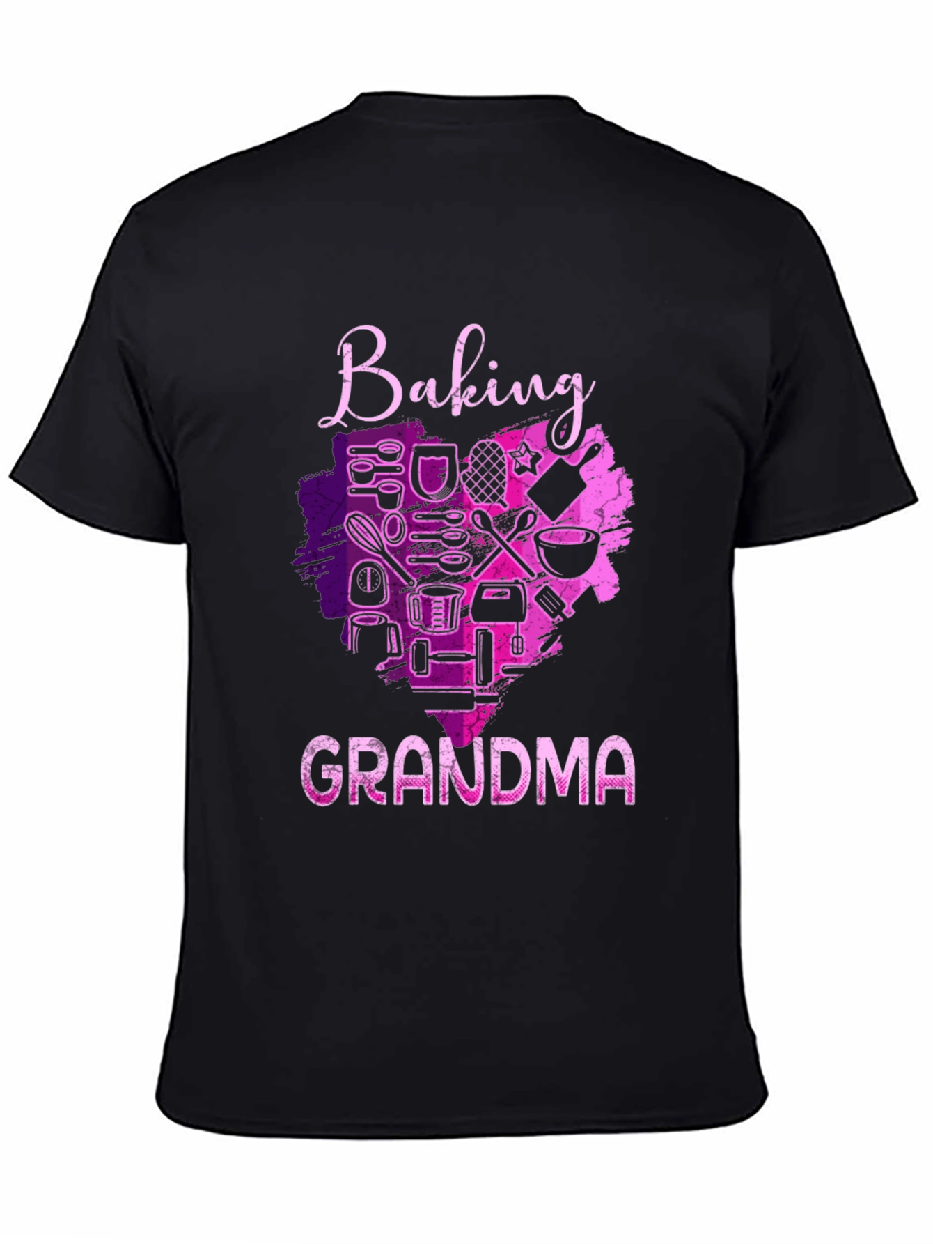 Baking Grandma T-Shirt - Black Crew Neck
