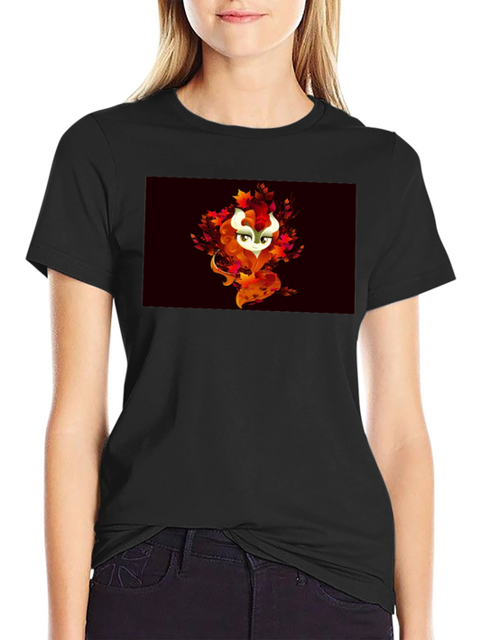Autumn Spirit Graphic Tee - Black Cotton Blend