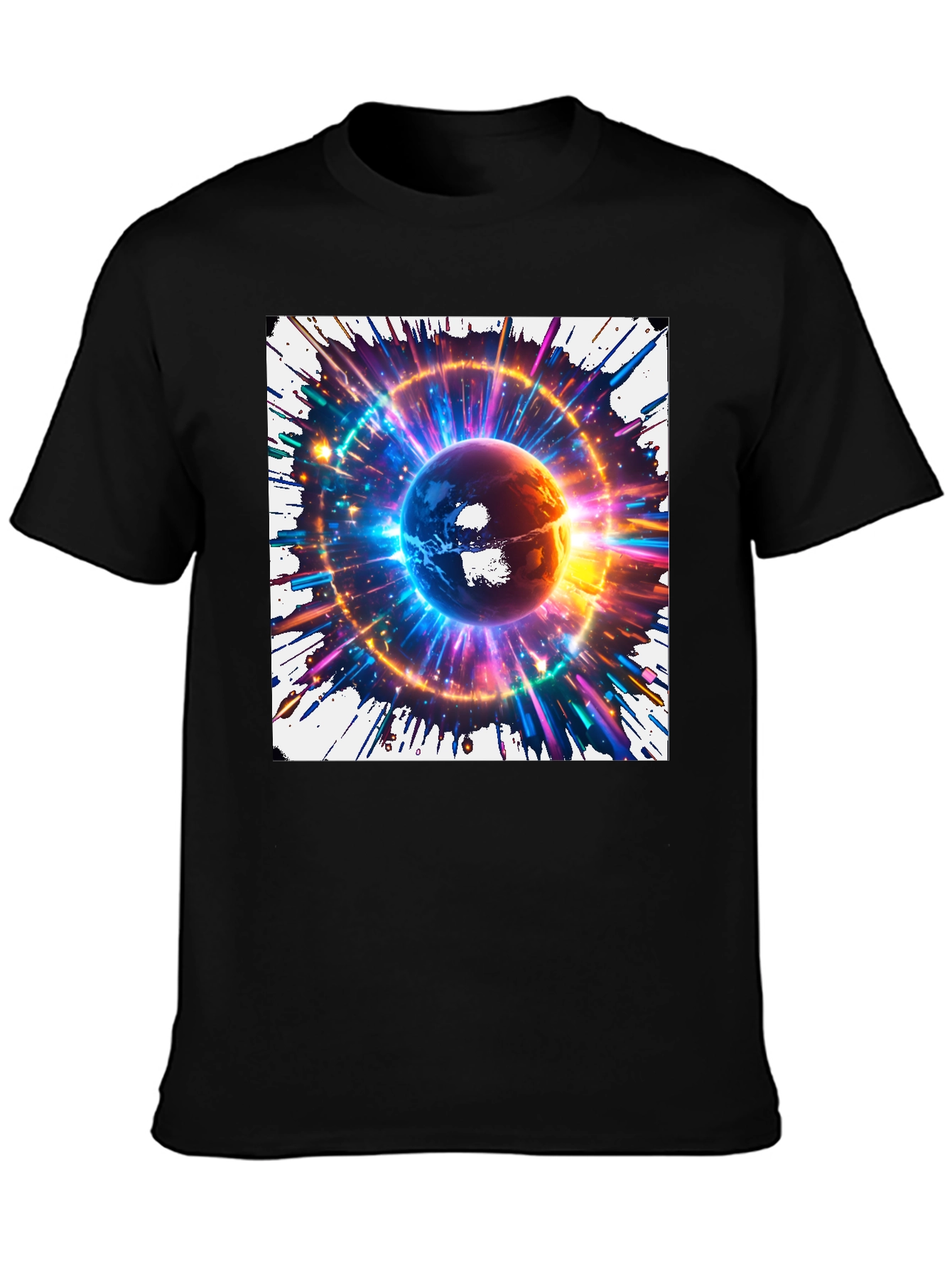 Cosmic Globe Graphic T-Shirt - Black
