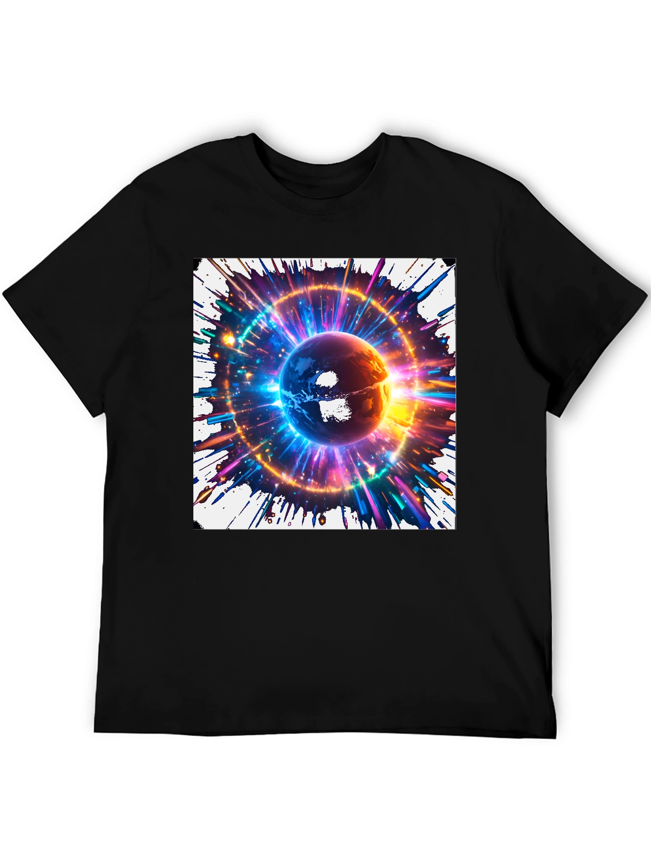 Cosmic Globe Graphic T-Shirt - Black