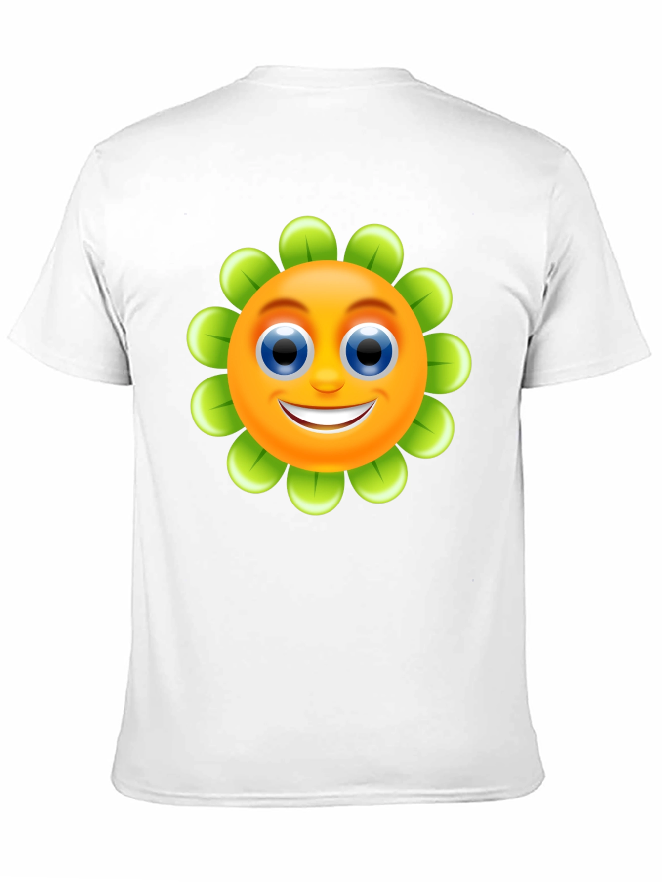 Happy Flower Emoji Graphic Tee - Black Cotton Blend