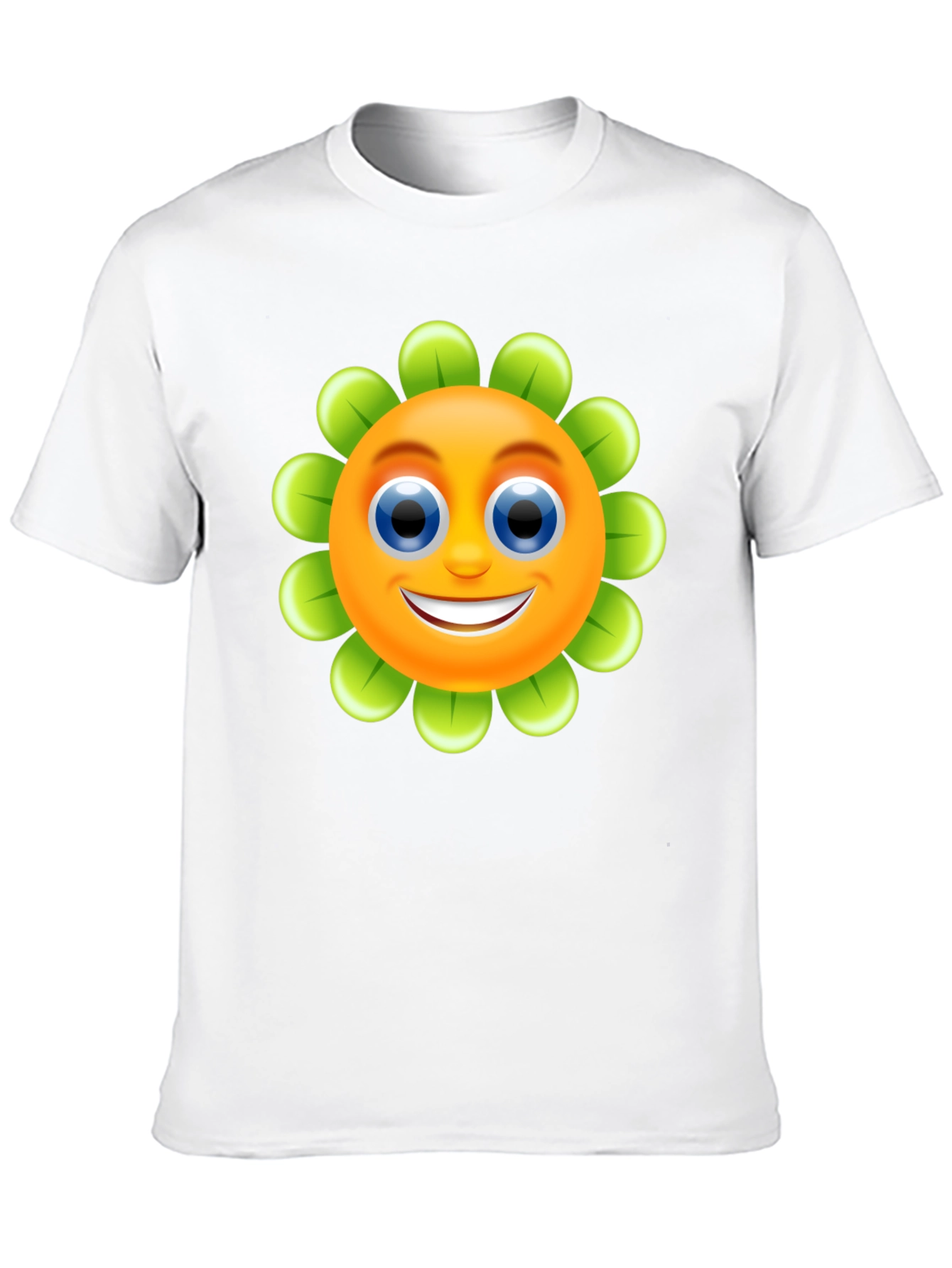 Happy Flower Emoji Graphic Tee - Black Cotton Blend