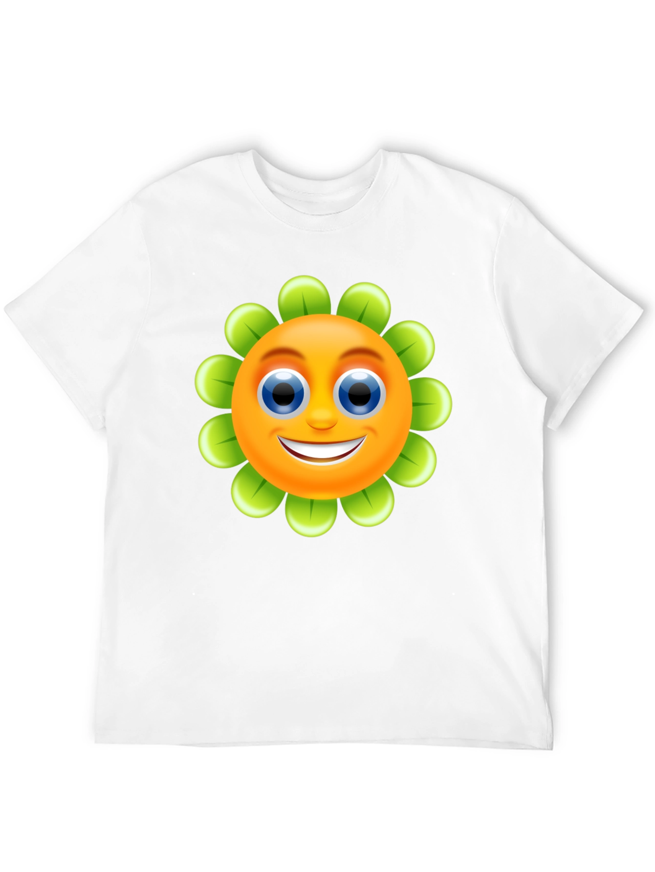 Happy Flower Emoji Graphic Tee - Black Cotton Blend