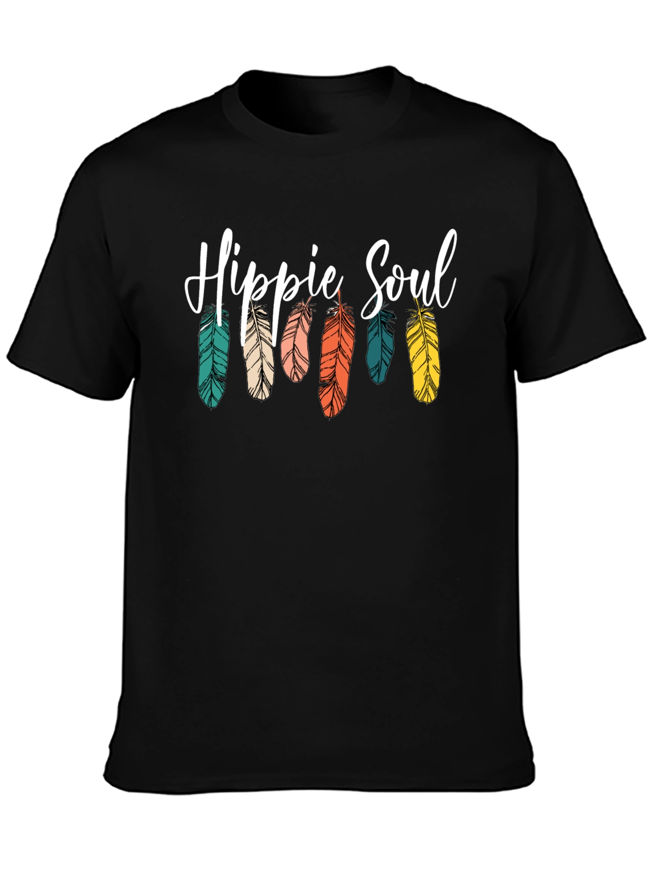 Hippie Soul Feather Graphic Tee - Boho Style