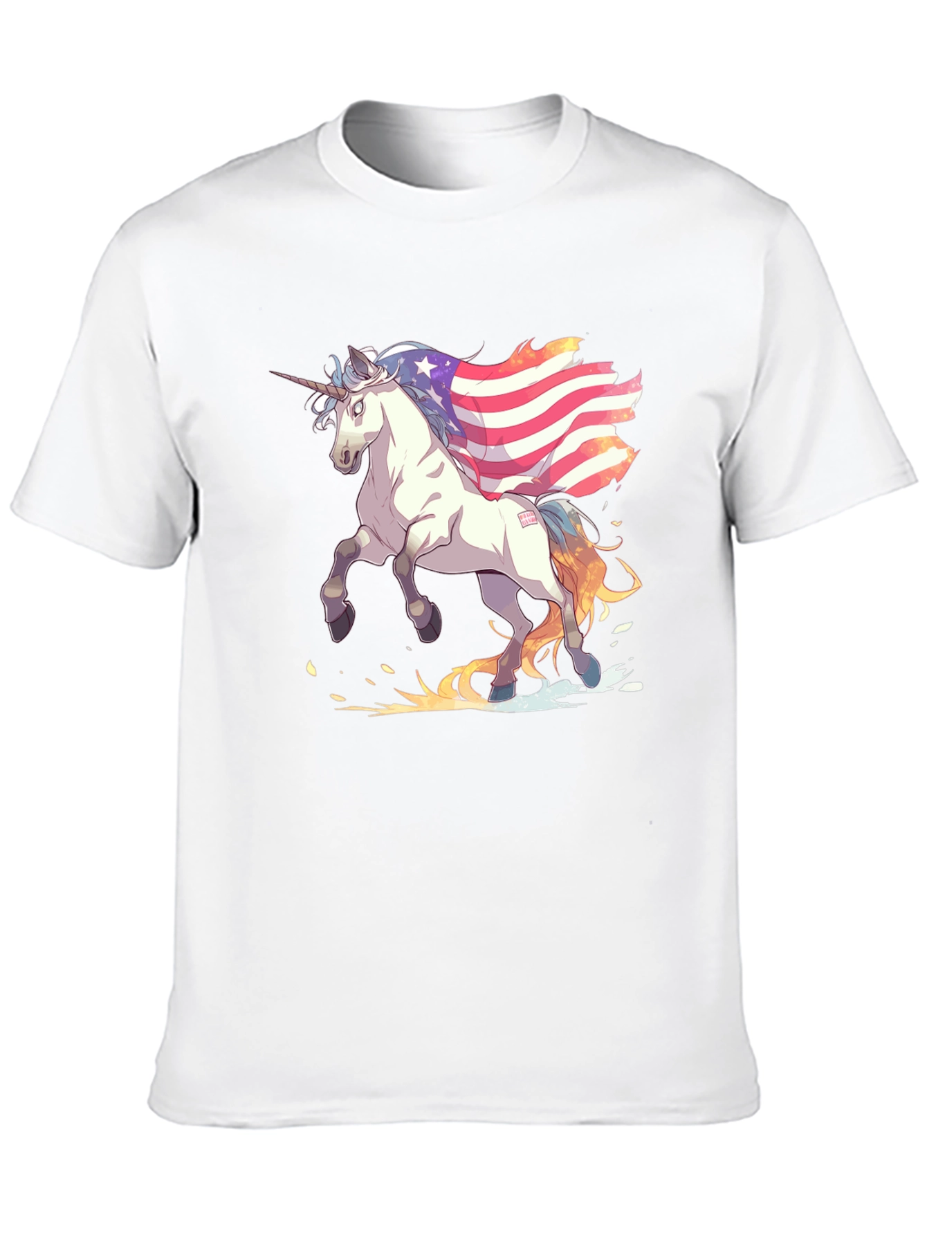 Unicorn USA Flag Graphic Print T-Shirt