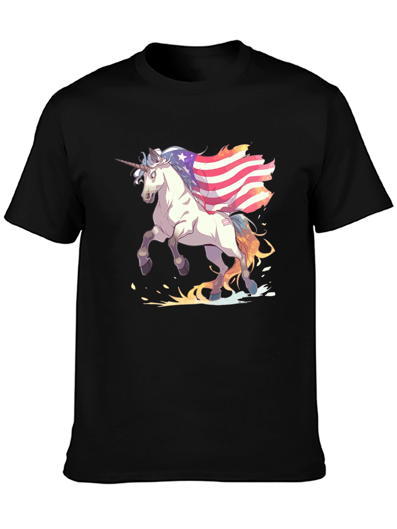 Unicorn USA Flag Graphic Print T-Shirt