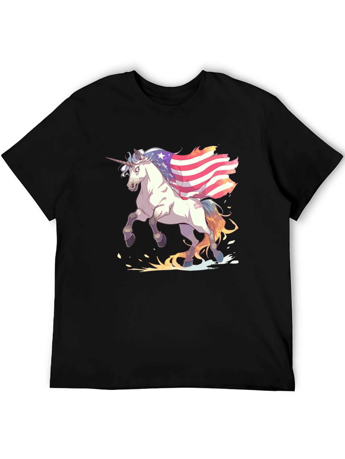Unicorn USA Flag Graphic Print T-Shirt