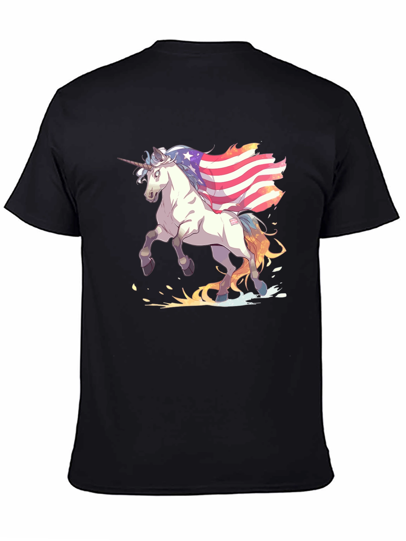Unicorn USA Flag Graphic Print T-Shirt