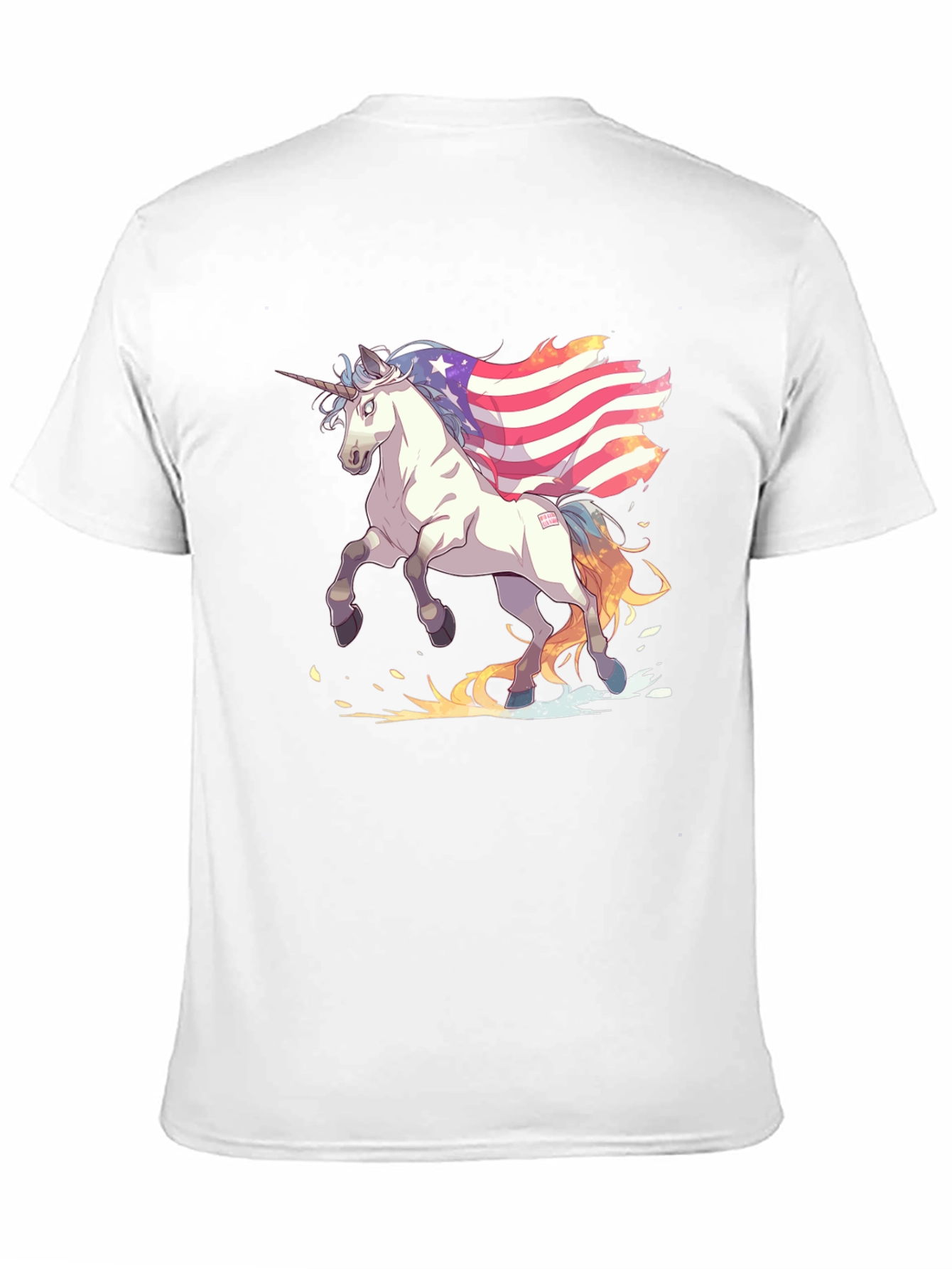 Unicorn USA Flag Graphic Print T-Shirt
