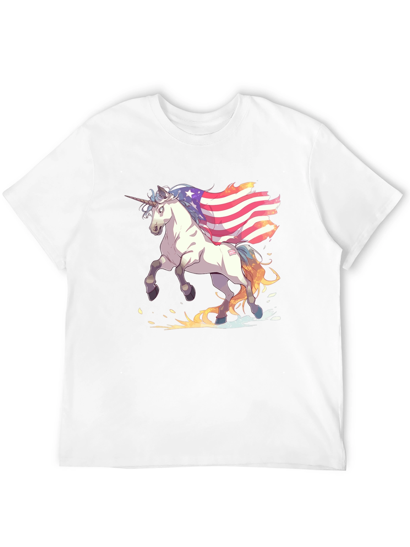Unicorn USA Flag Graphic Print T-Shirt