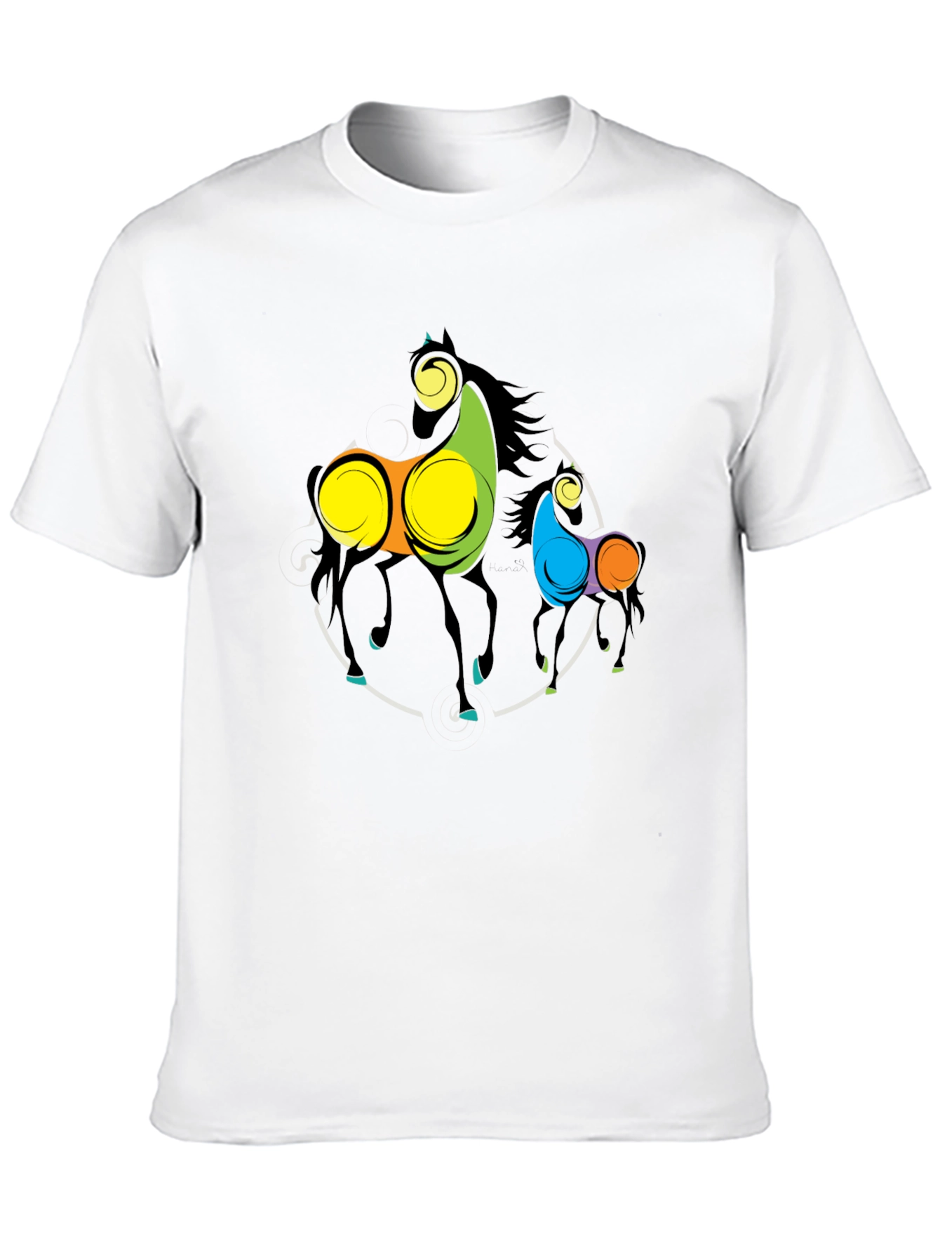 Abstract Horse Graphic Black T-Shirt