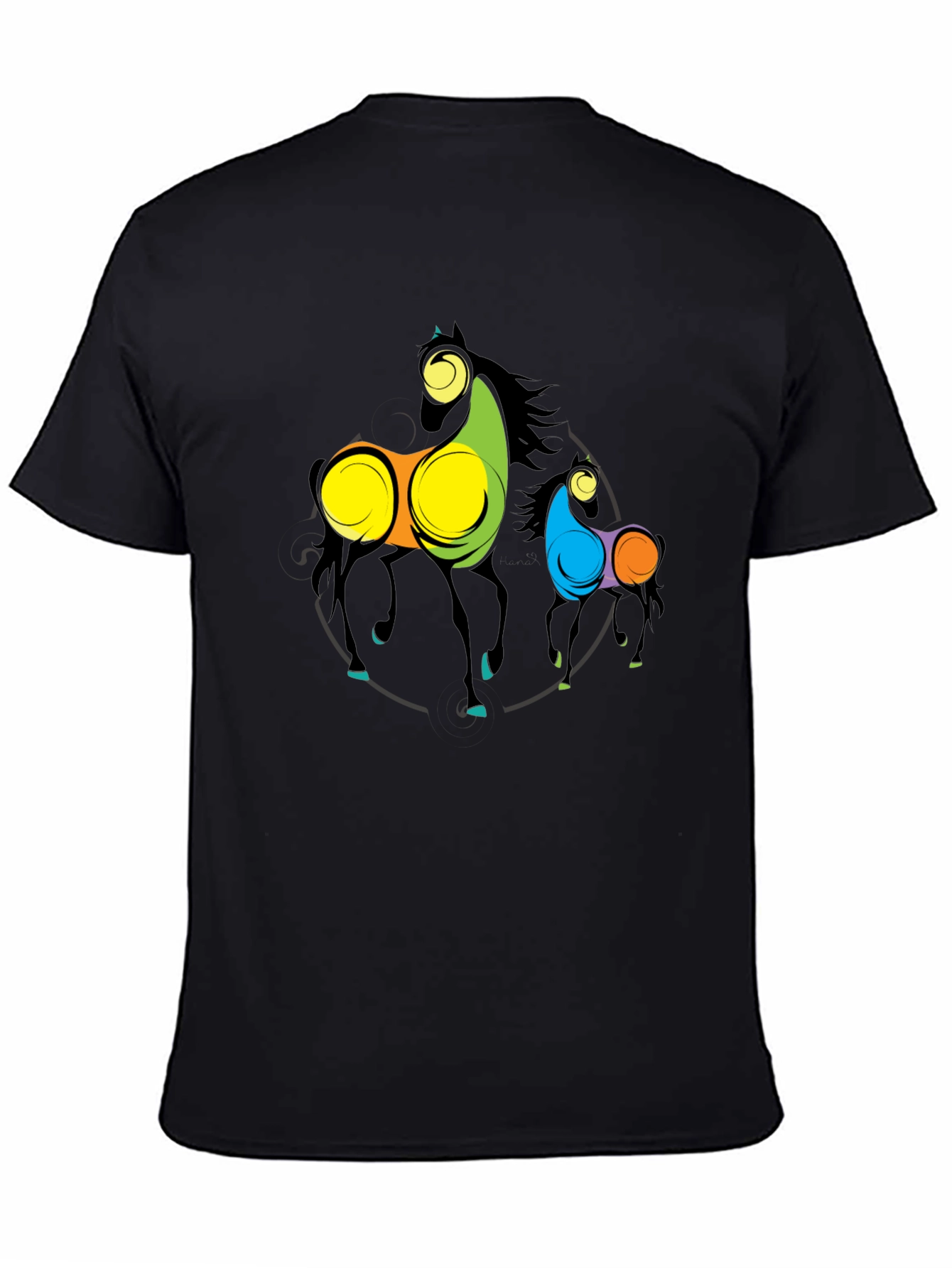 Abstract Horse Graphic Black T-Shirt