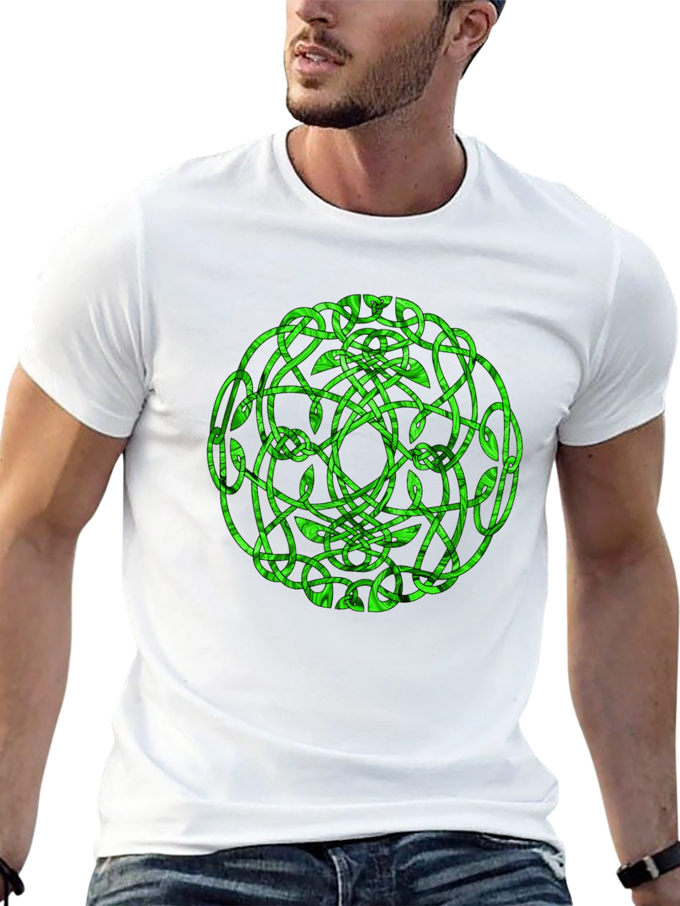 Celtic Knot Green Graphic Black T-Shirt