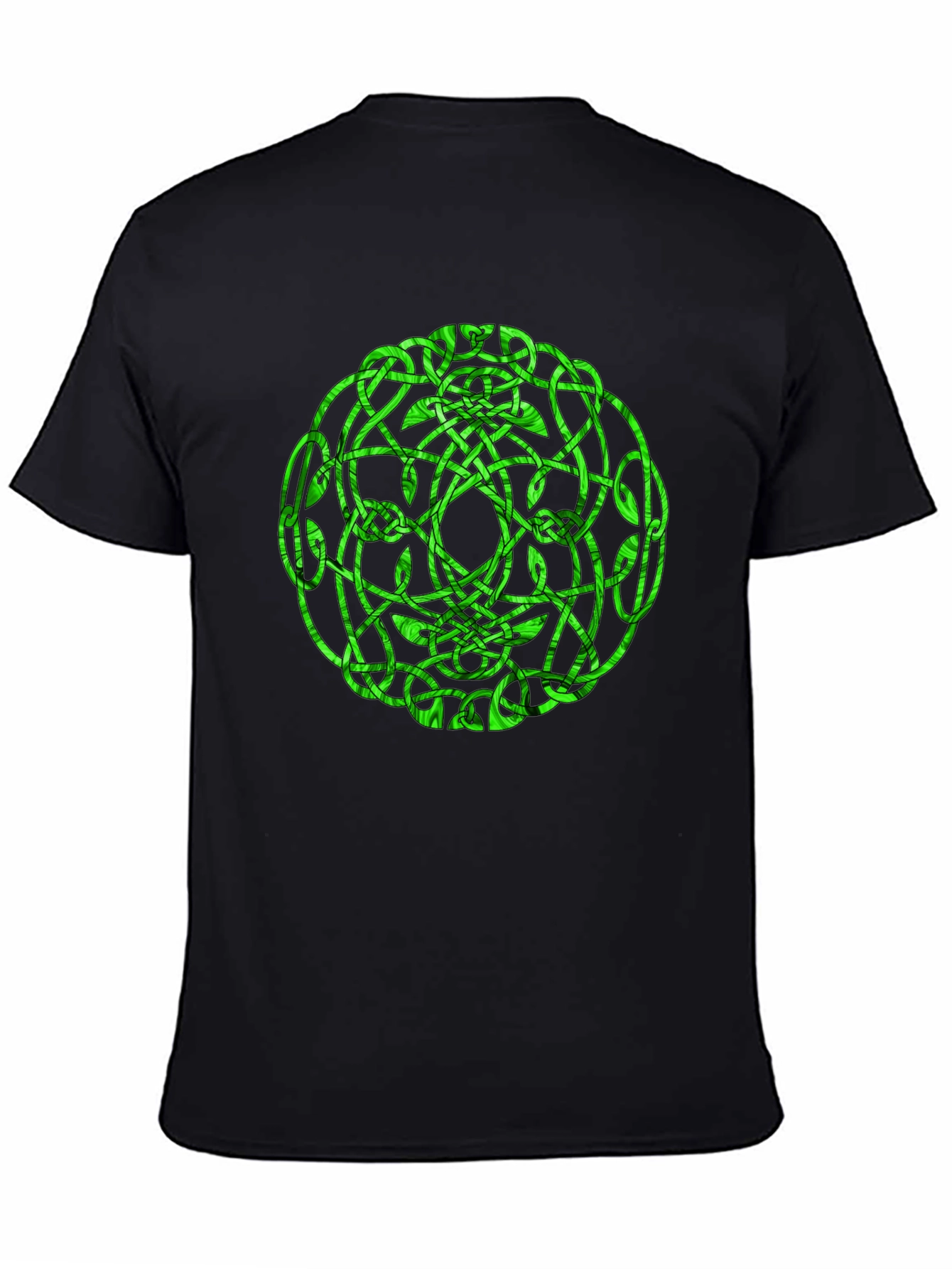 Celtic Knot Green Graphic Black T-Shirt