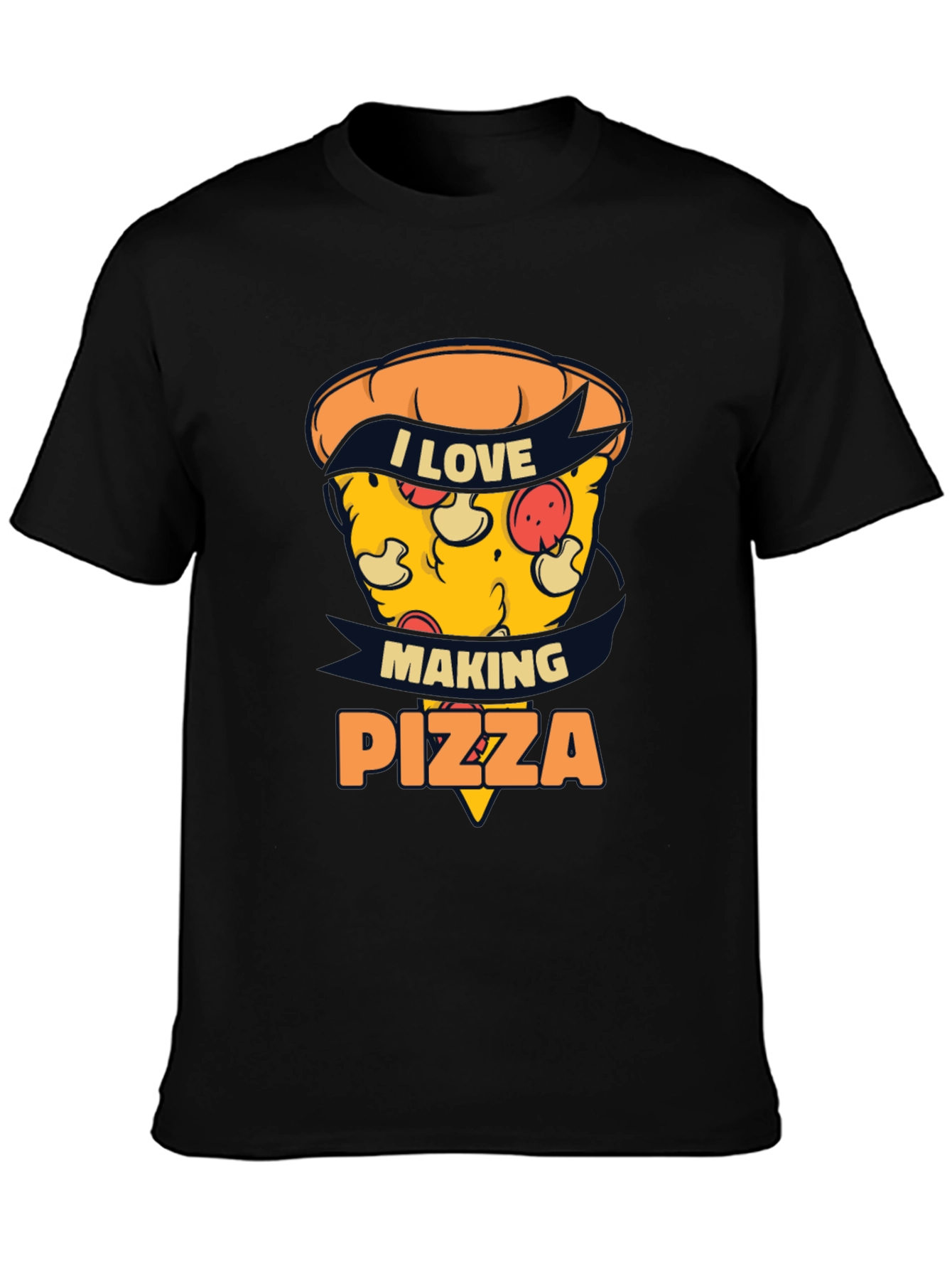 I Love Making Pizza Graphic Black Tee